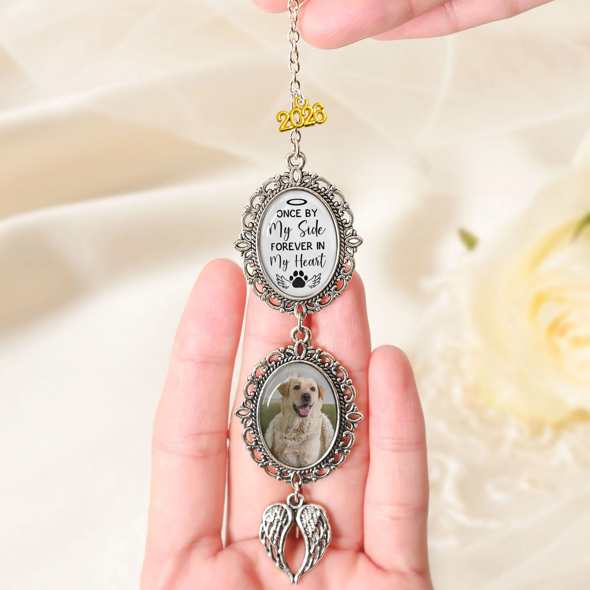 Once By My Side Forever In My Heart Pet Memorial - Custom Graduation Tassel Photo Charm - Image 2