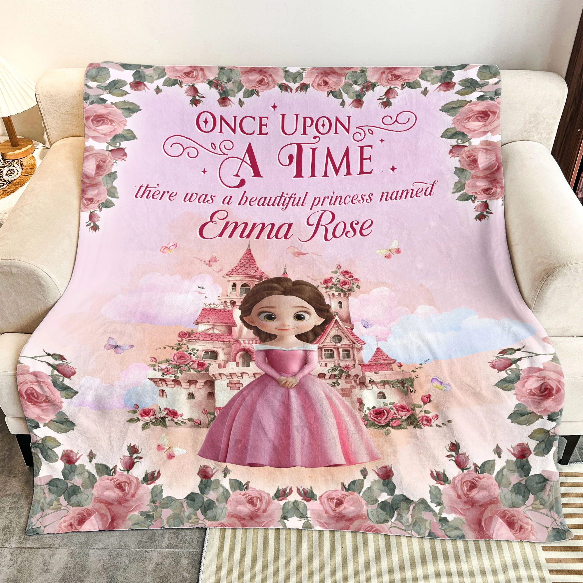 Once Upon A Time, There Was A Beautiful Princess - Personalized Blanket - Image 3