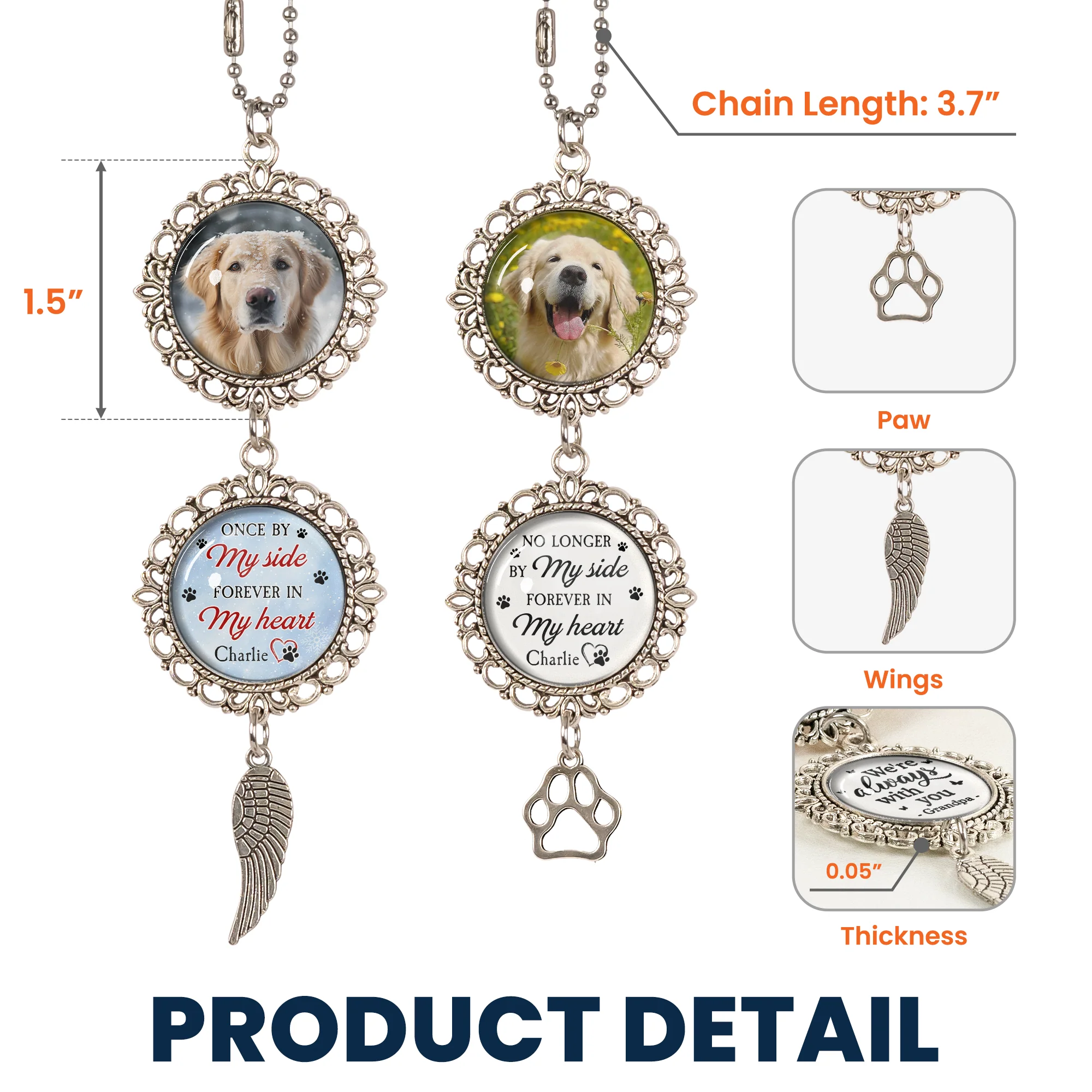 Once By My Side, Forever In My Heart - Personalized Photo Car Ornament - Image 8