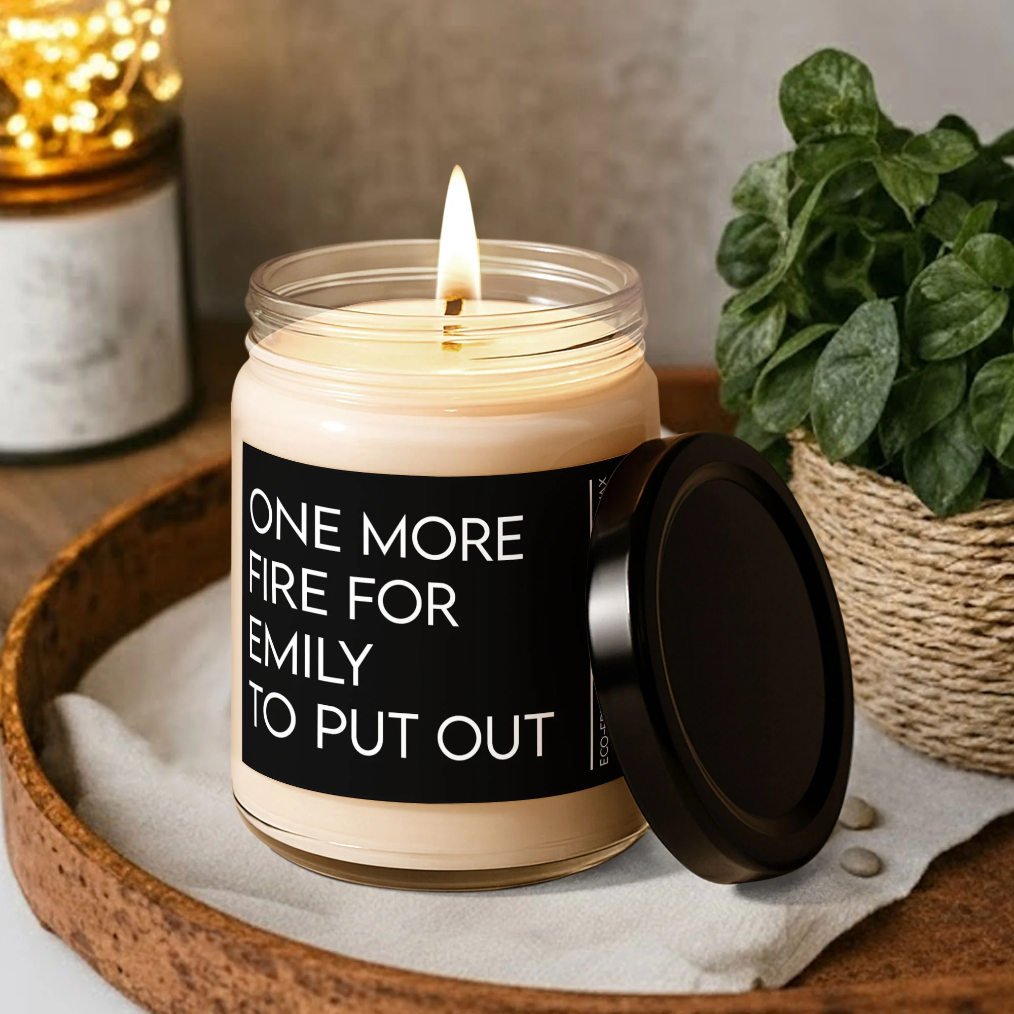 One More Fire For Her, Him To Put Out Funny Gift For Boss, Exchange Coworker Gifts - Personalized Scented Soy Candle - Image 3