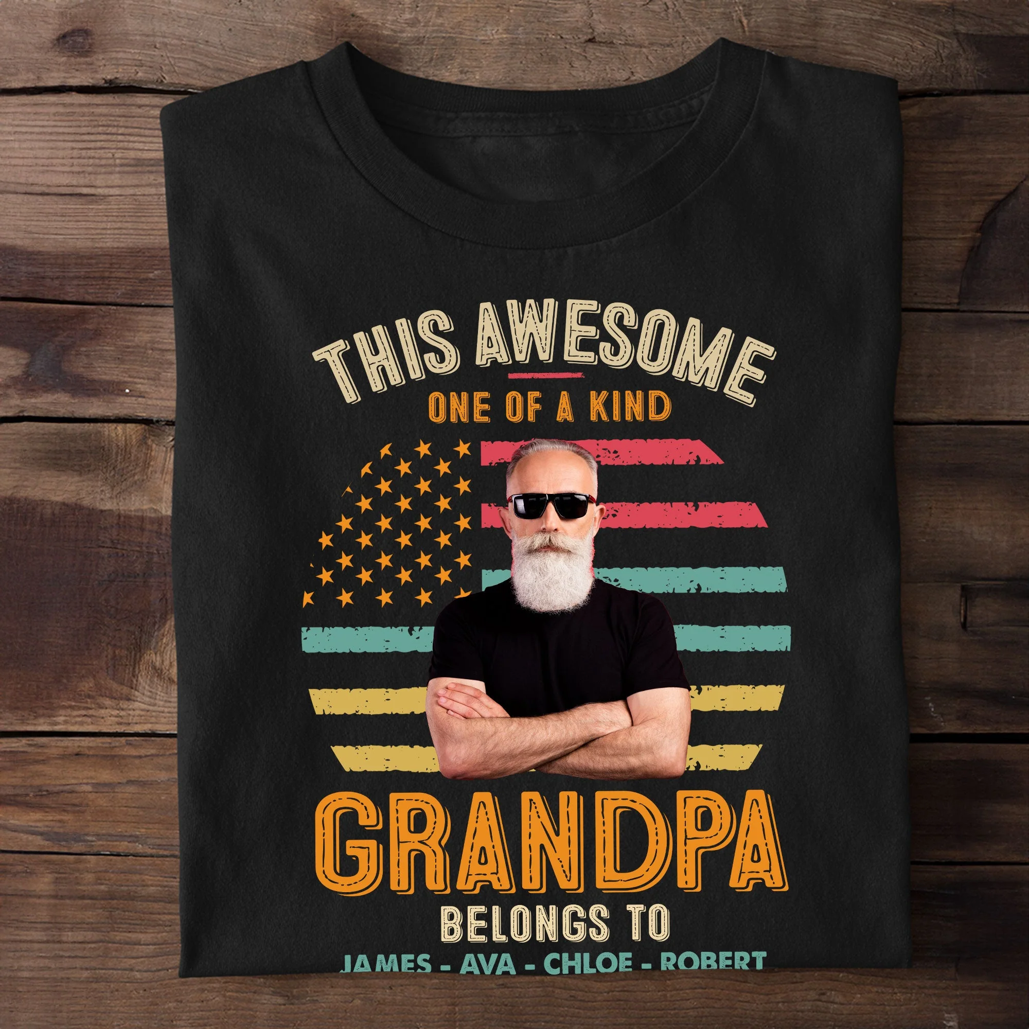 One Of A Kind Grandpa - Personalized Photo Shirt - Image 2
