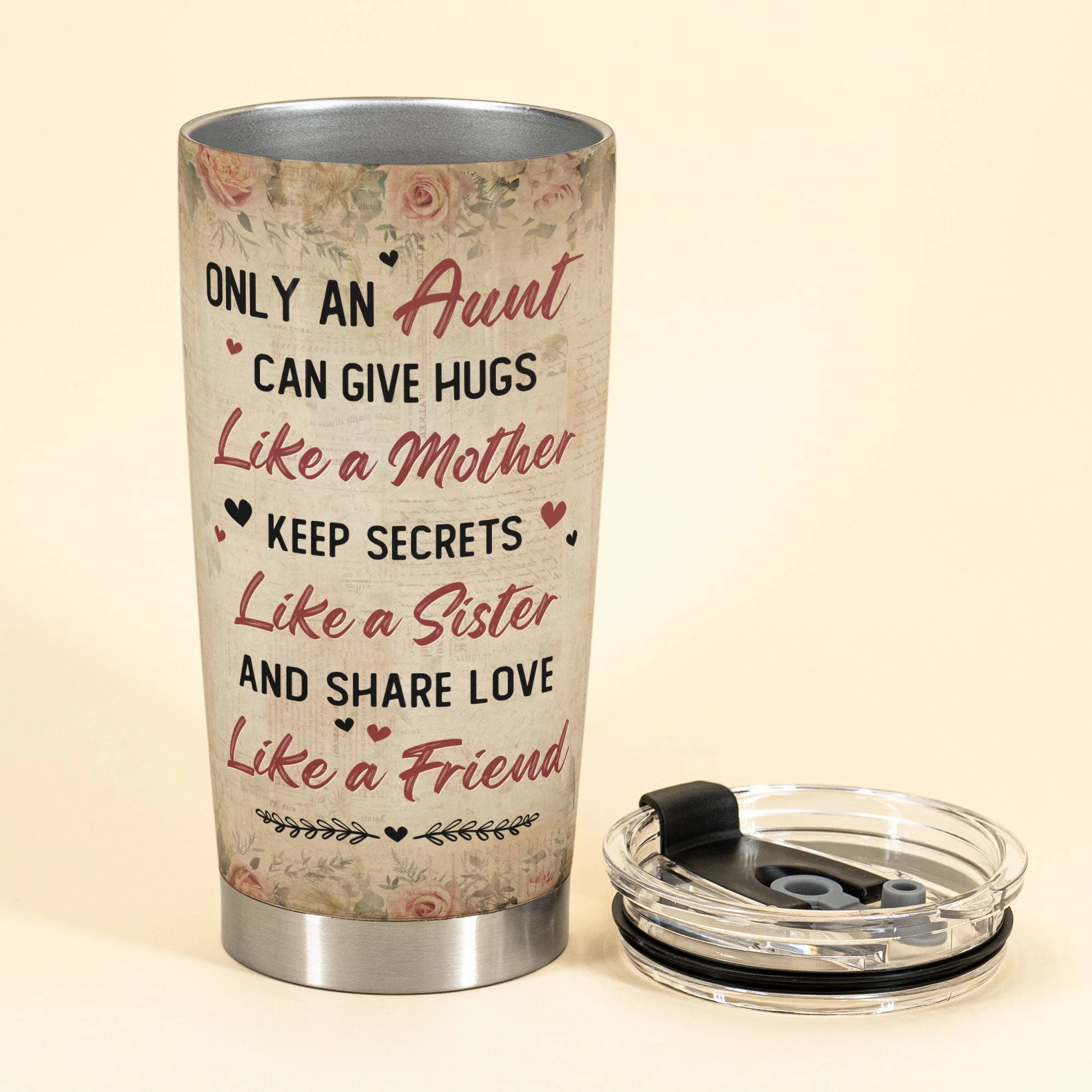 Only An Aunt Can Give Hugs Like A Mother, Keep Secrets Like A Sister - Personalized Tumbler Cup - Loving, Birthday Gift For Aunt - Image 3