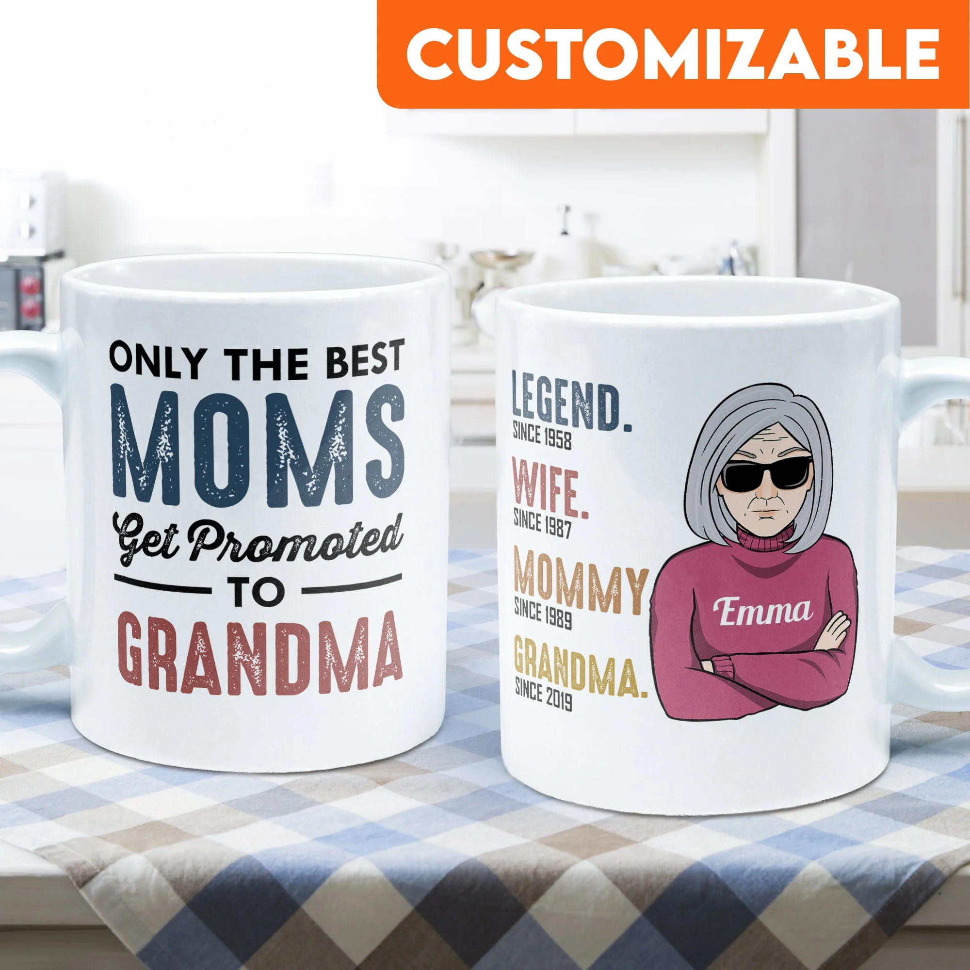 Only The Best Moms Get Promoted To Grandma - Personalized Mug - Birthday & Christmas Gift For Mom, Mother, Grandma, Nana, Mama - Image 5
