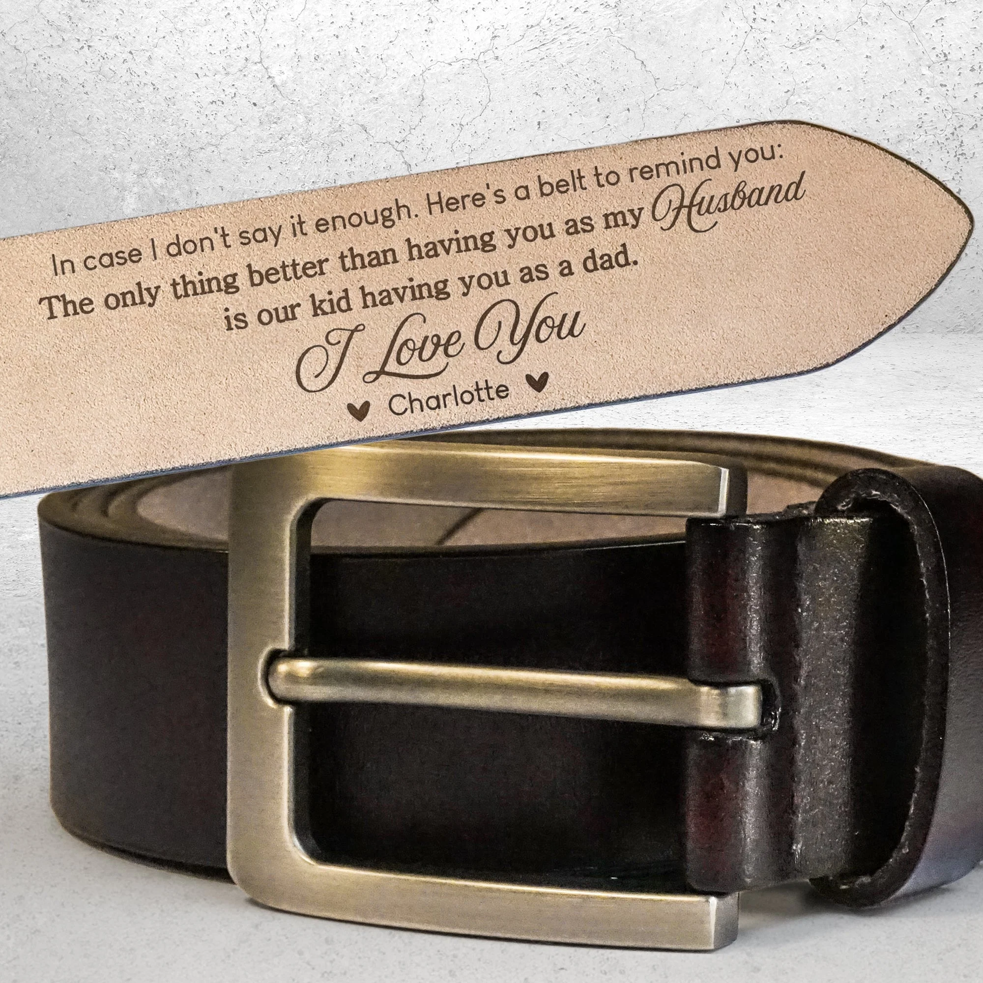 Only Thing Better Than Having You As Husband - Personalized Engraved Leather Belt - Image 4