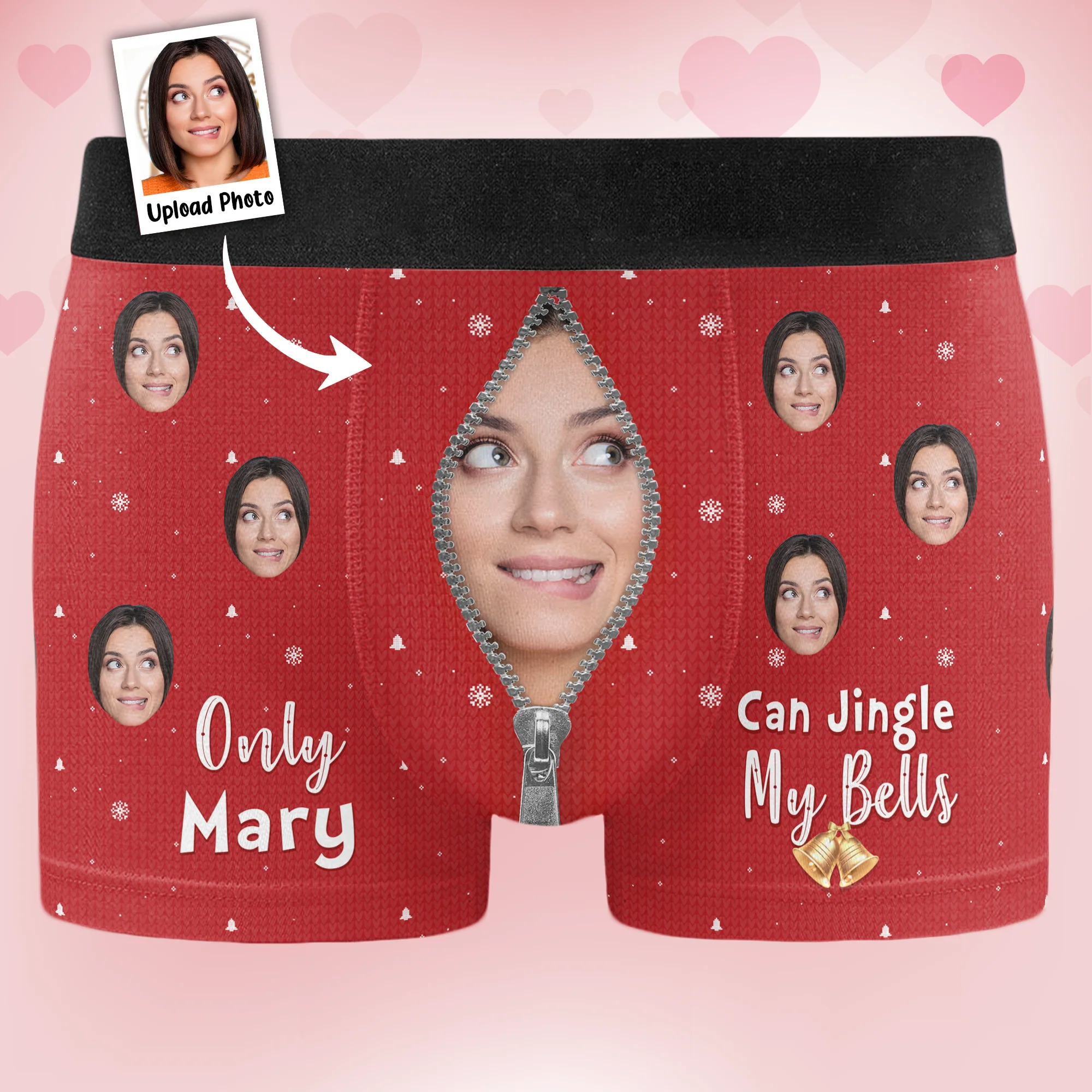 Only Wife Can Jingle My Bells - Personalized Photo Men's Boxer Briefs - Gift For Husband