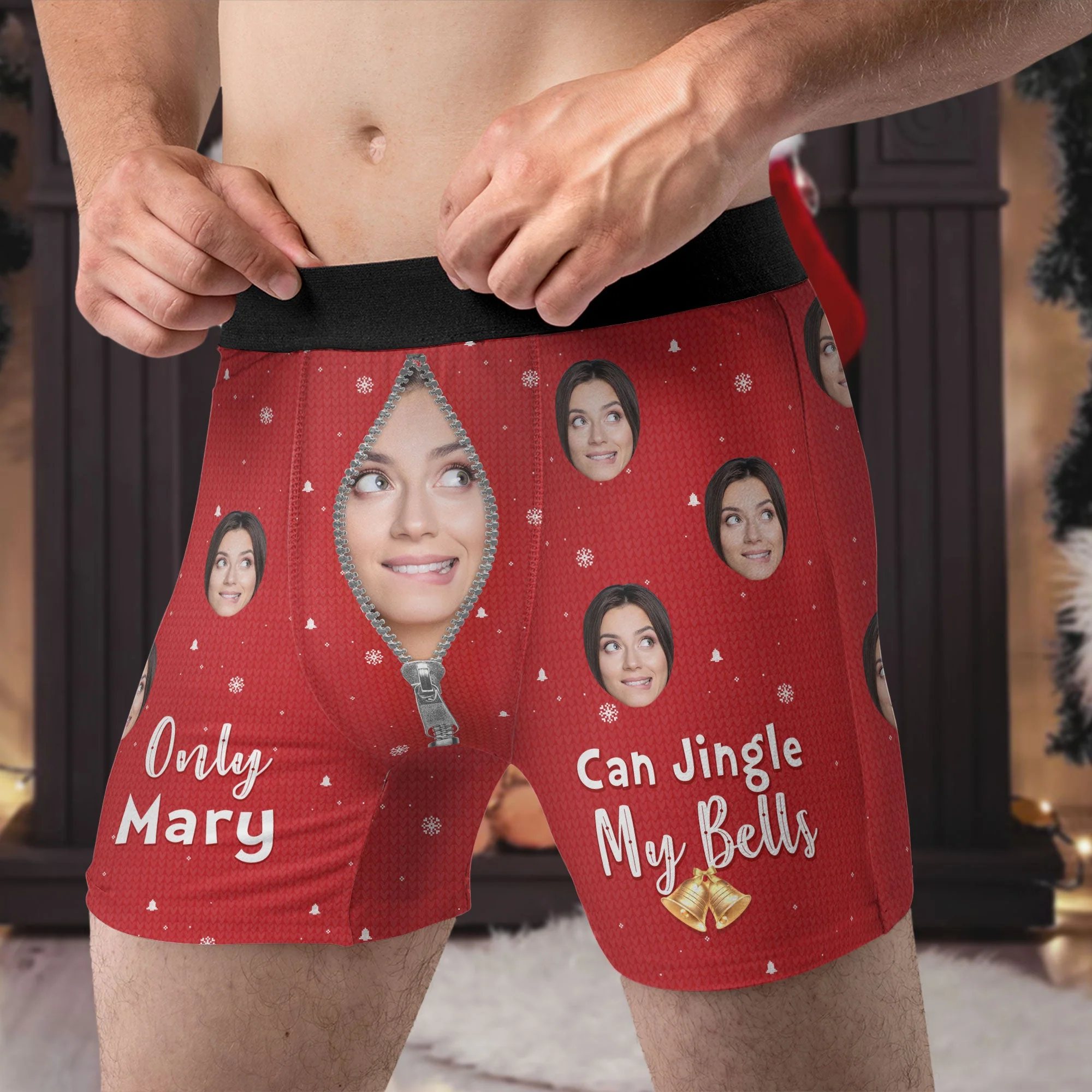 Only Wife Can Jingle My Bells - Personalized Photo Men's Boxer Briefs - Gift For Husband - Image 4