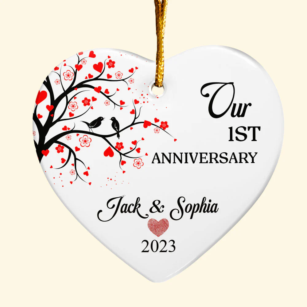 Our 20th Anniversary - Personalized Heart Shaped Ceramic Ornament - Image 4