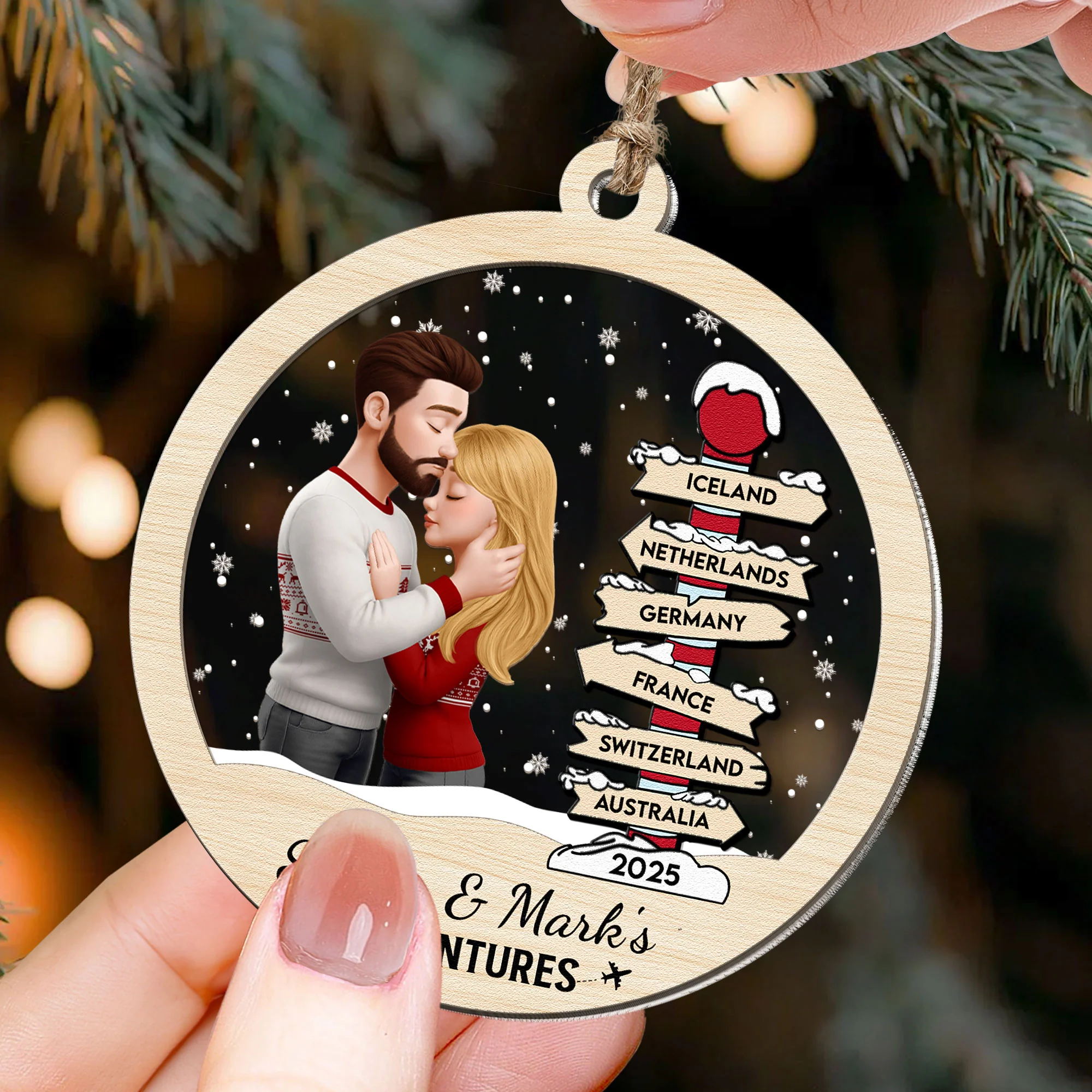 Our Adventures - Personalized Wood And Acrylic Ornament - Image 2