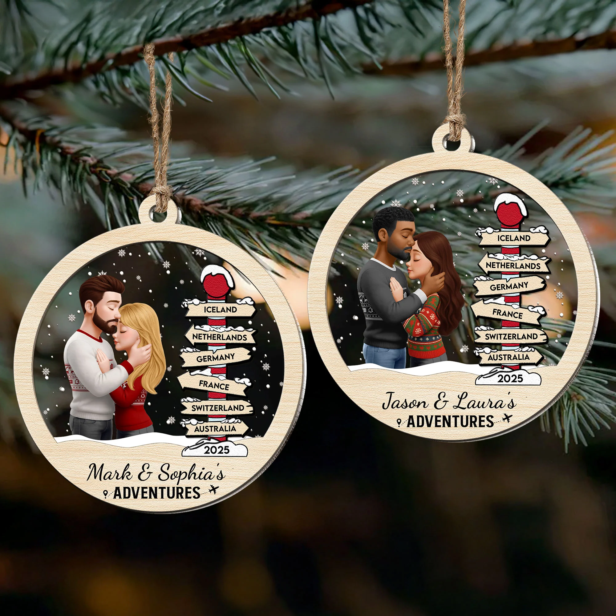 Our Adventures - Personalized Wood And Acrylic Ornament - Image 3