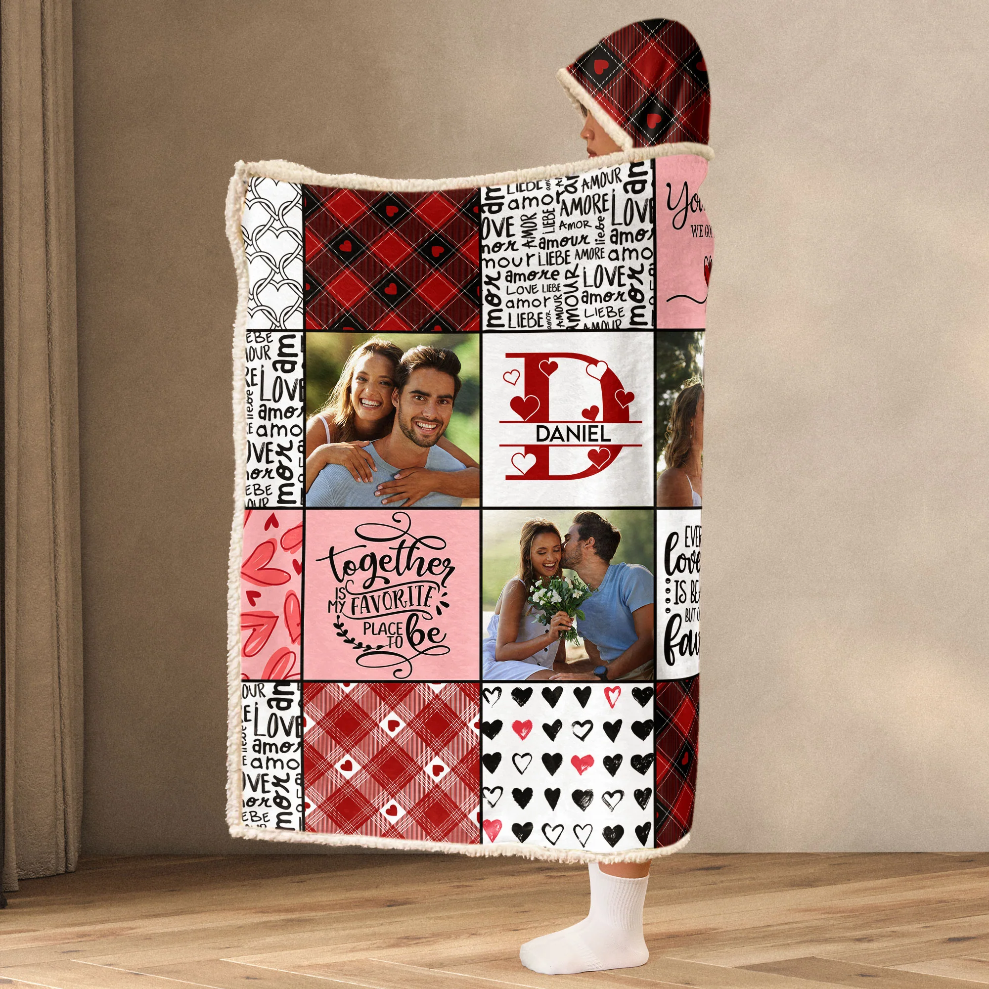 Our Beautiful Love Story - Personalized Photo Wearable Blanket Hoodie - Image 5