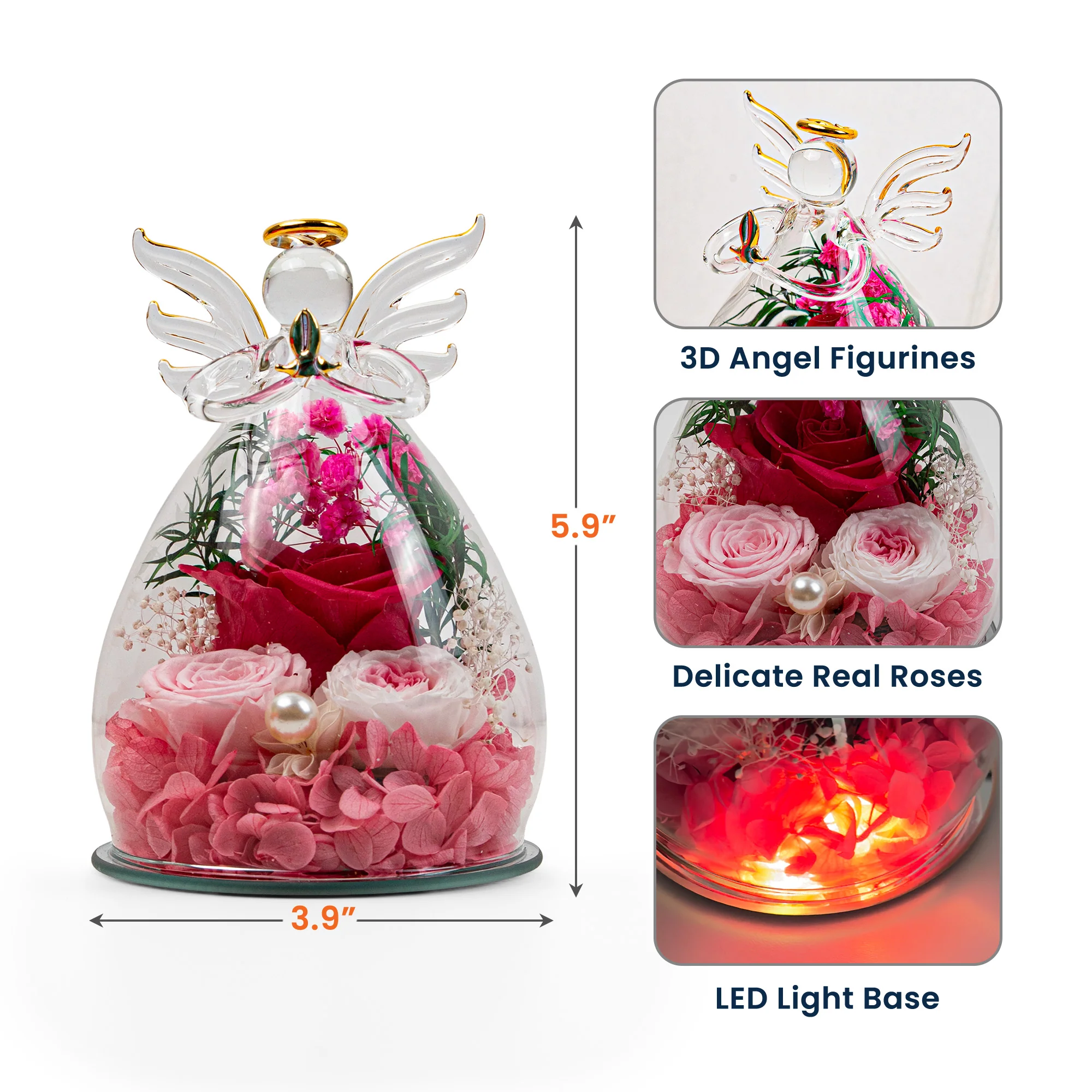 Our Children Having You As Their Mom Mother's Day Gift For Wife - Personalized Flower In Glass Angel Figurines - Image 7