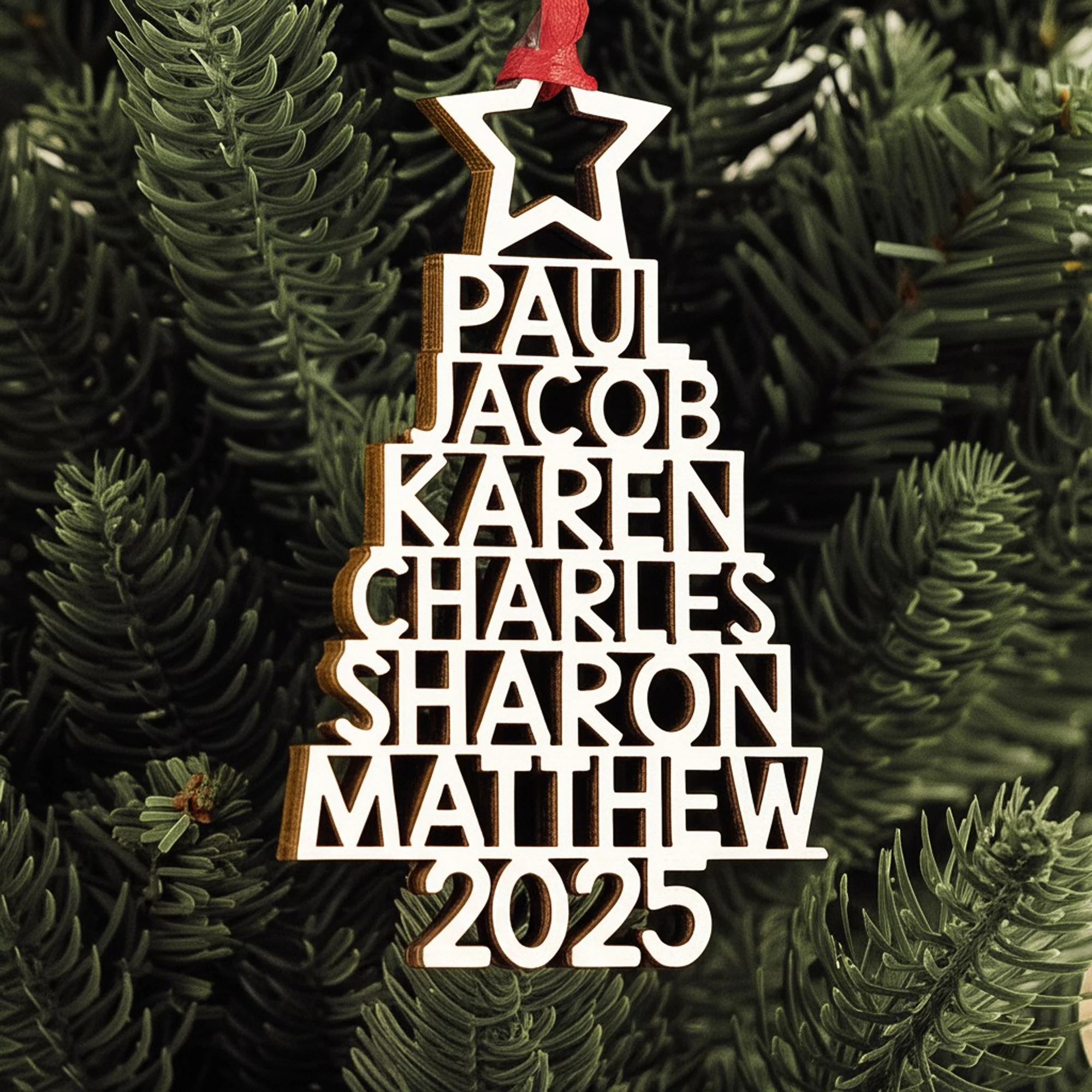 Custom Family Names 2025 Christmas Tree Ornament Up To 14 Names - Personalized Family Ornament - Image 2