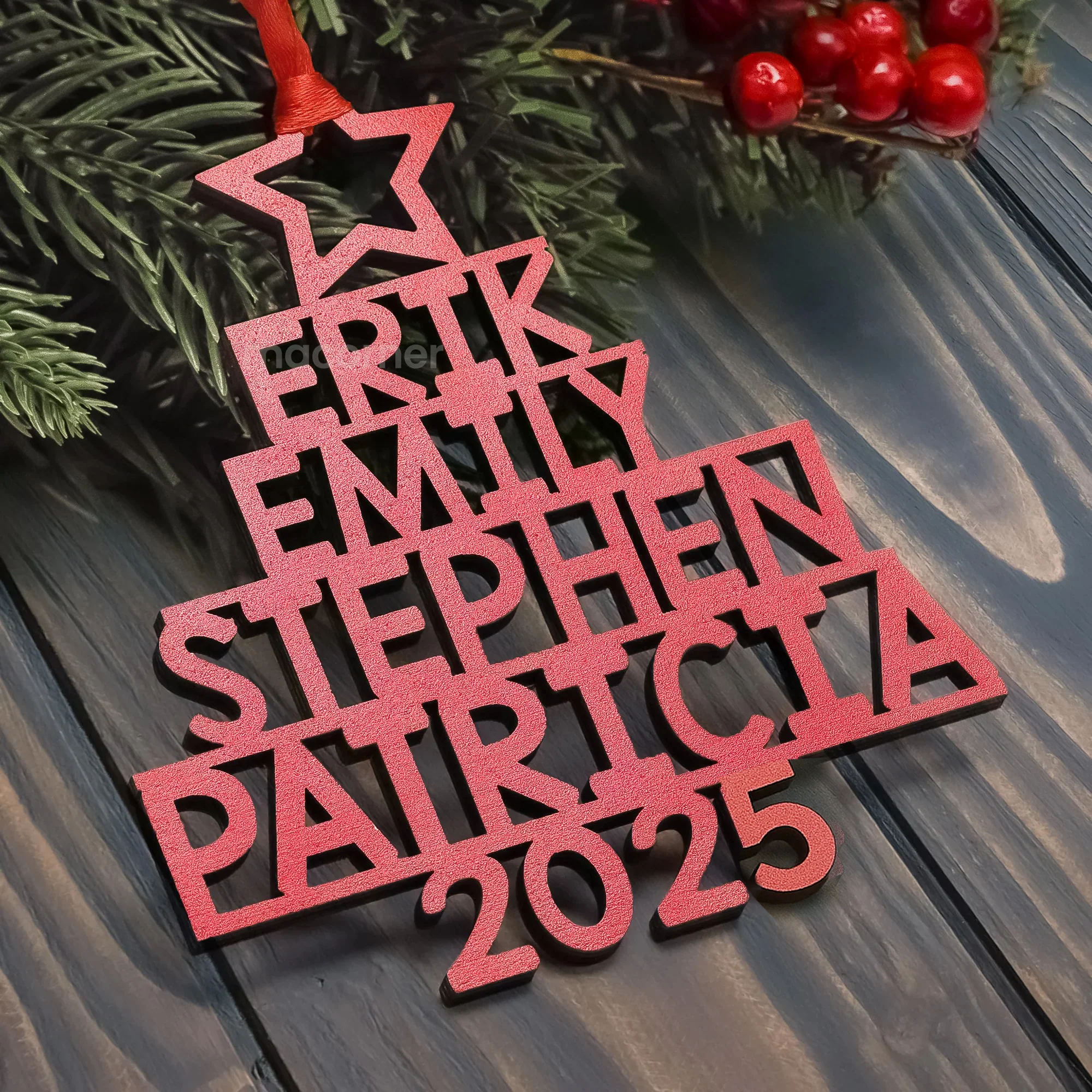 Custom Family Names 2025 Christmas Tree Ornament Up To 14 Names - Personalized Family Ornament - Image 4