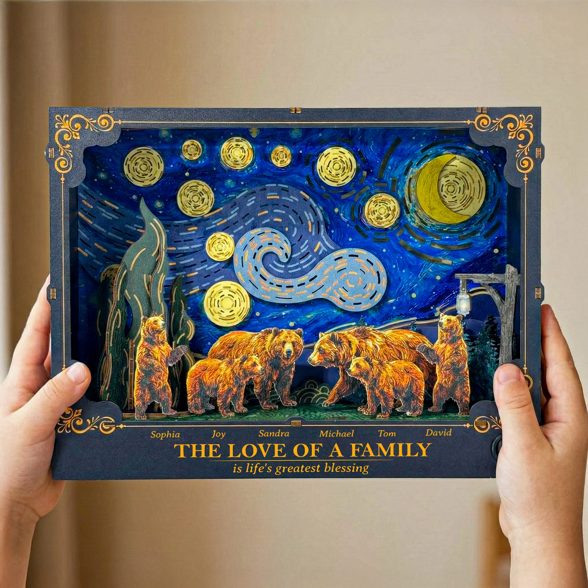 Our Family - Bear Family - Starry Night Theme - Personalized DIY Book Nook Kit - Image 3