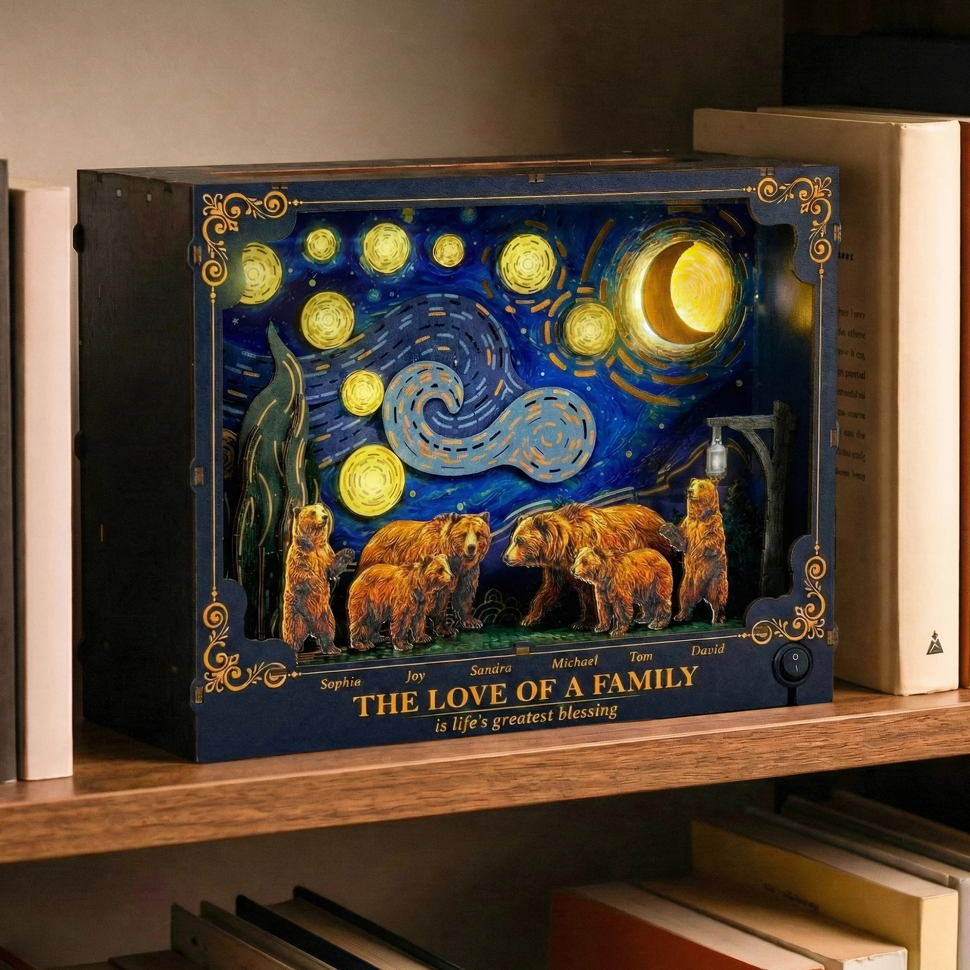Our Family - Bear Family - Starry Night Theme - Personalized DIY Book Nook Kit - Image 5