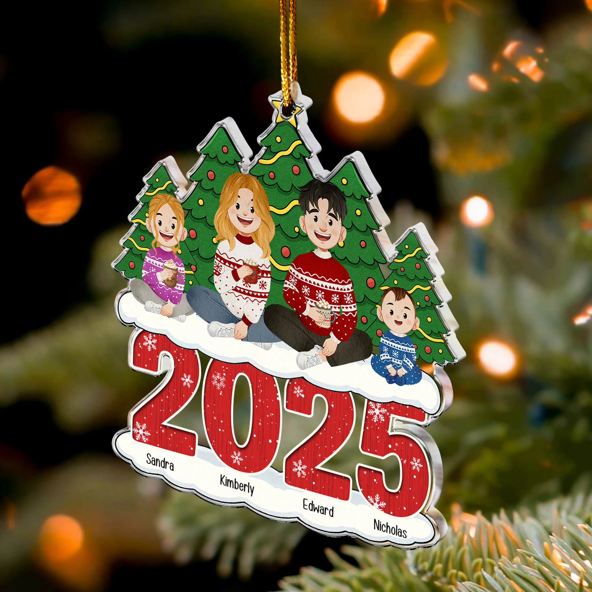 Our Family Christmas 2025 - Personalized Acrylic Ornament - Image 3