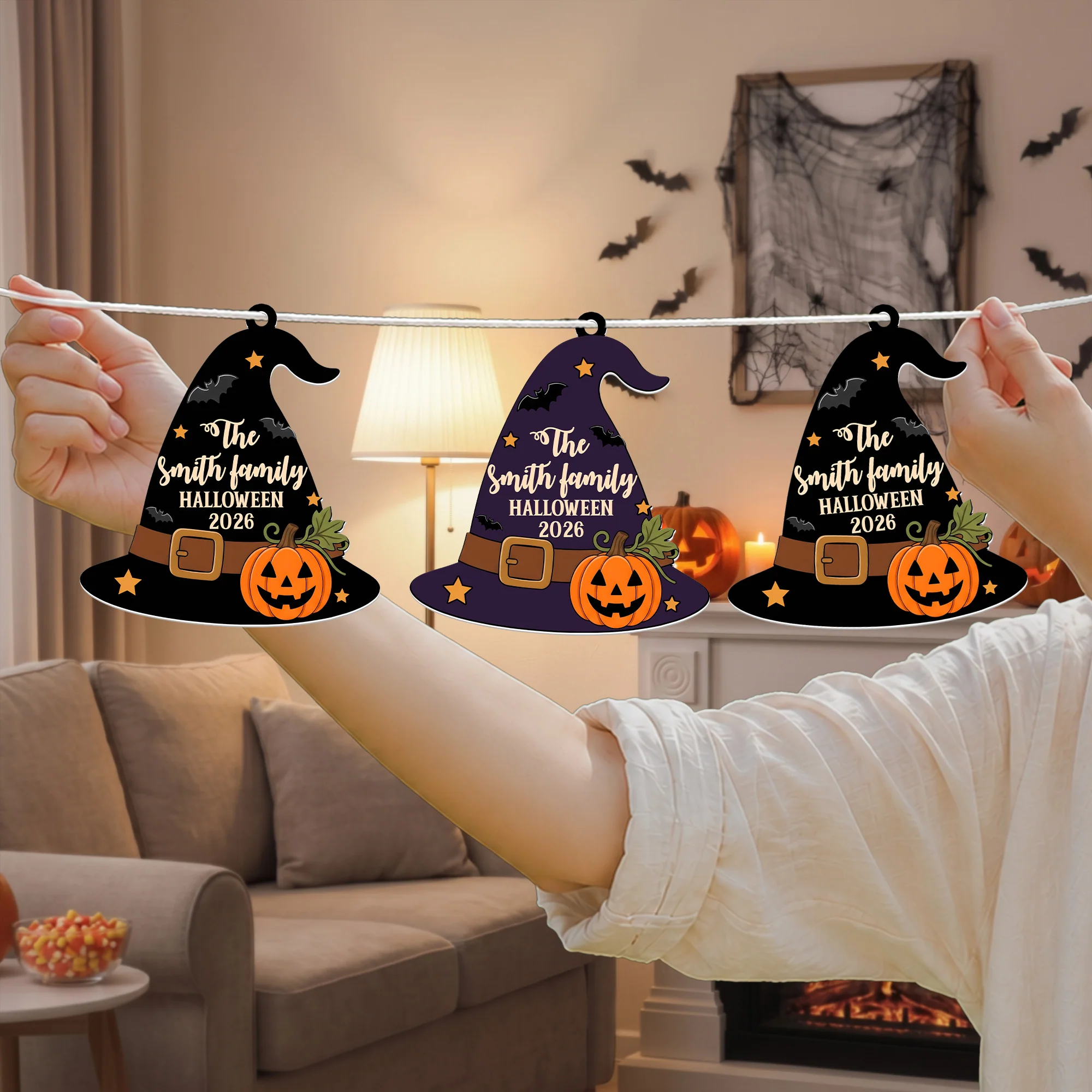 Our Family Part Halloween Witch Theme - Personalized Garland Banner - Image 3