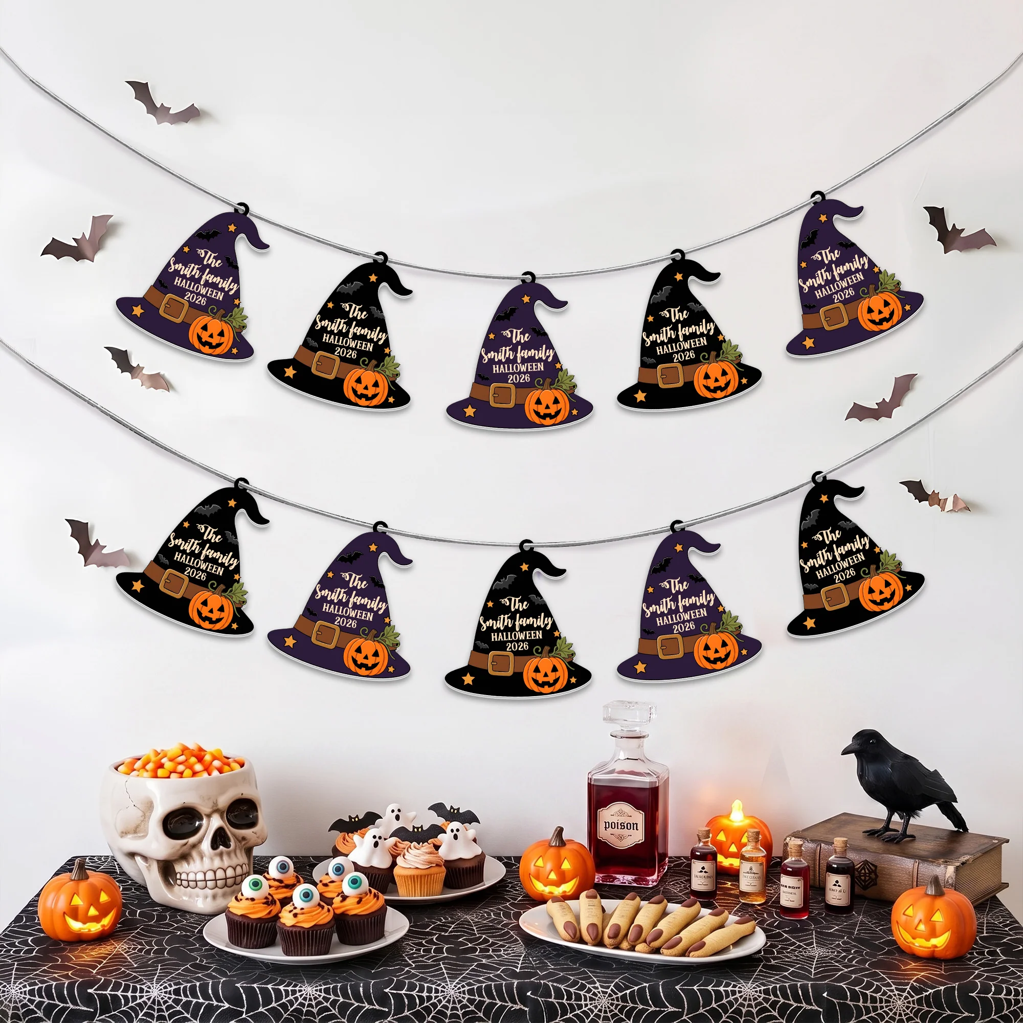 Our Family Part Halloween Witch Theme - Personalized Garland Banner - Image 4