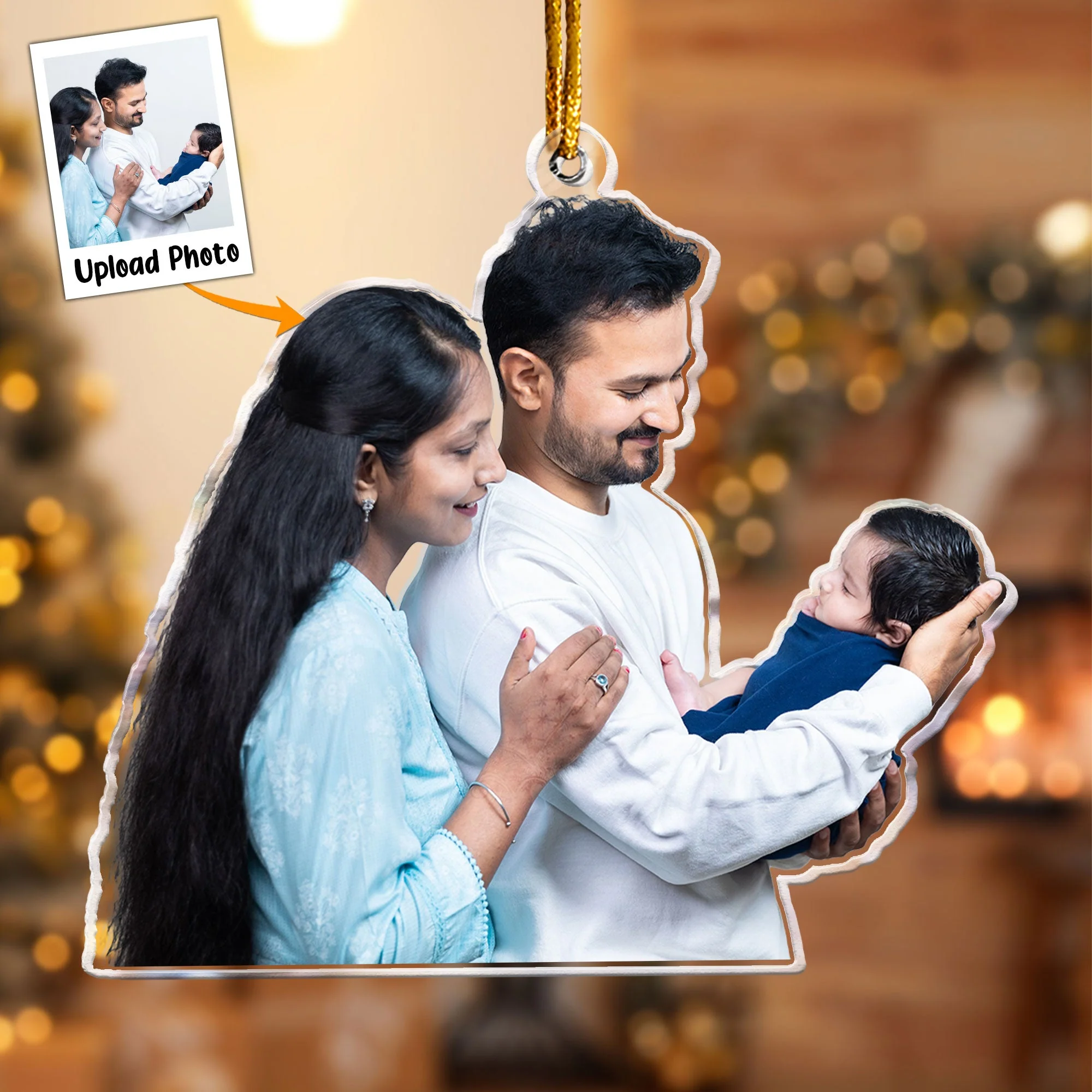 Our First Baby In The Family - Personalized Acrylic Photo Ornament - Image 2