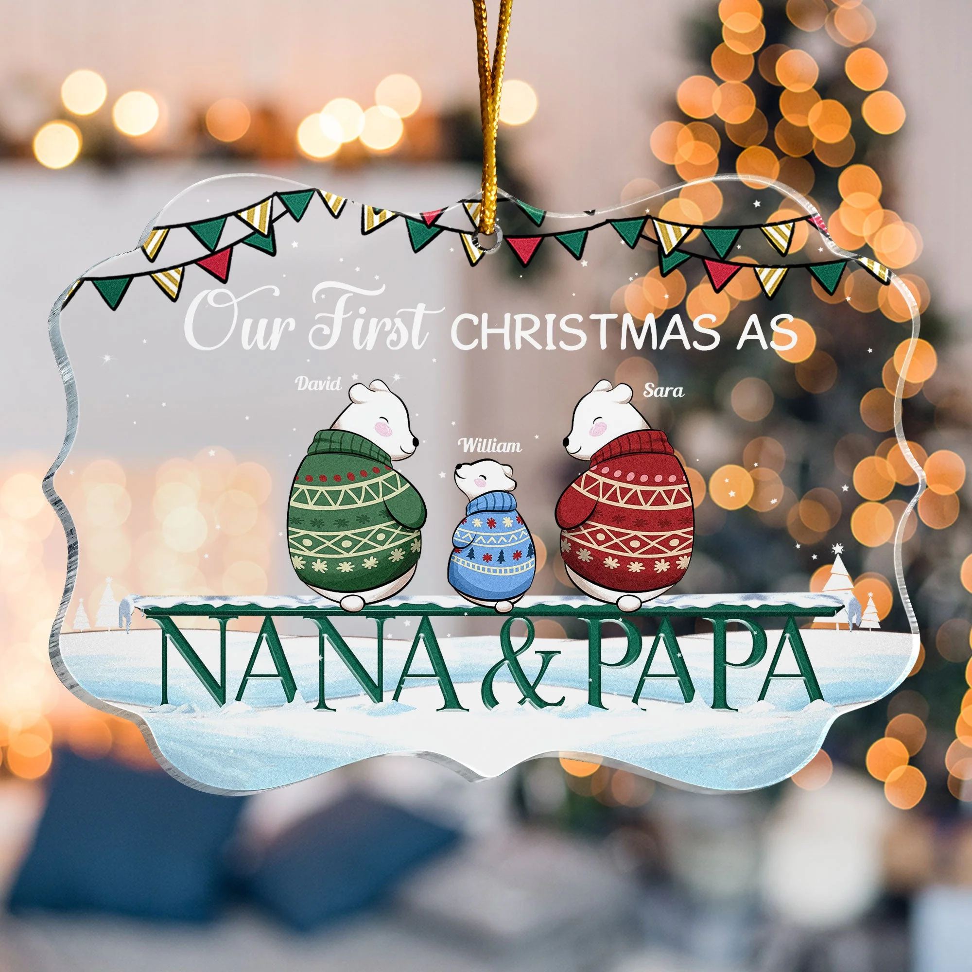 Our First Christmas As Mom & Dad - Personalized Acrylic Ornament - Christmas Gifts For Wife, Husband - First Time Mom Dad - Image 4