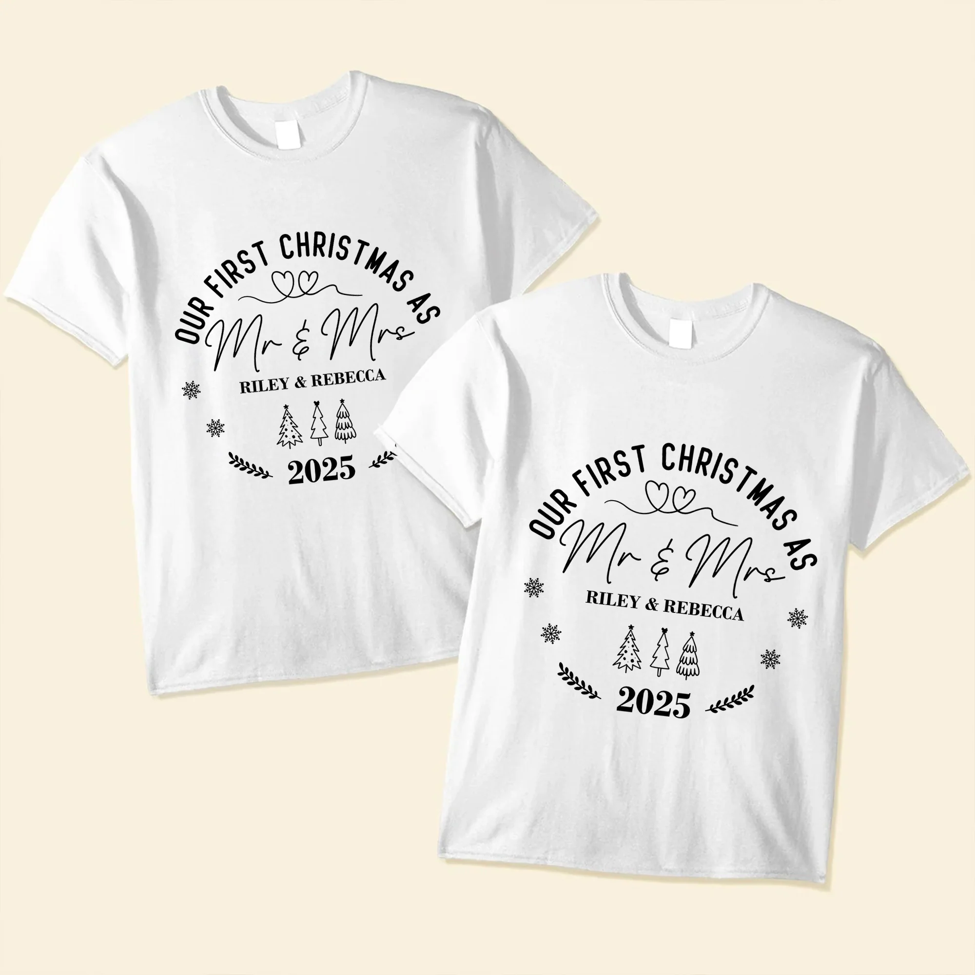 Our First Christmas As Mr & Mrs Couple Shirts - Personalized Shirt - Image 4