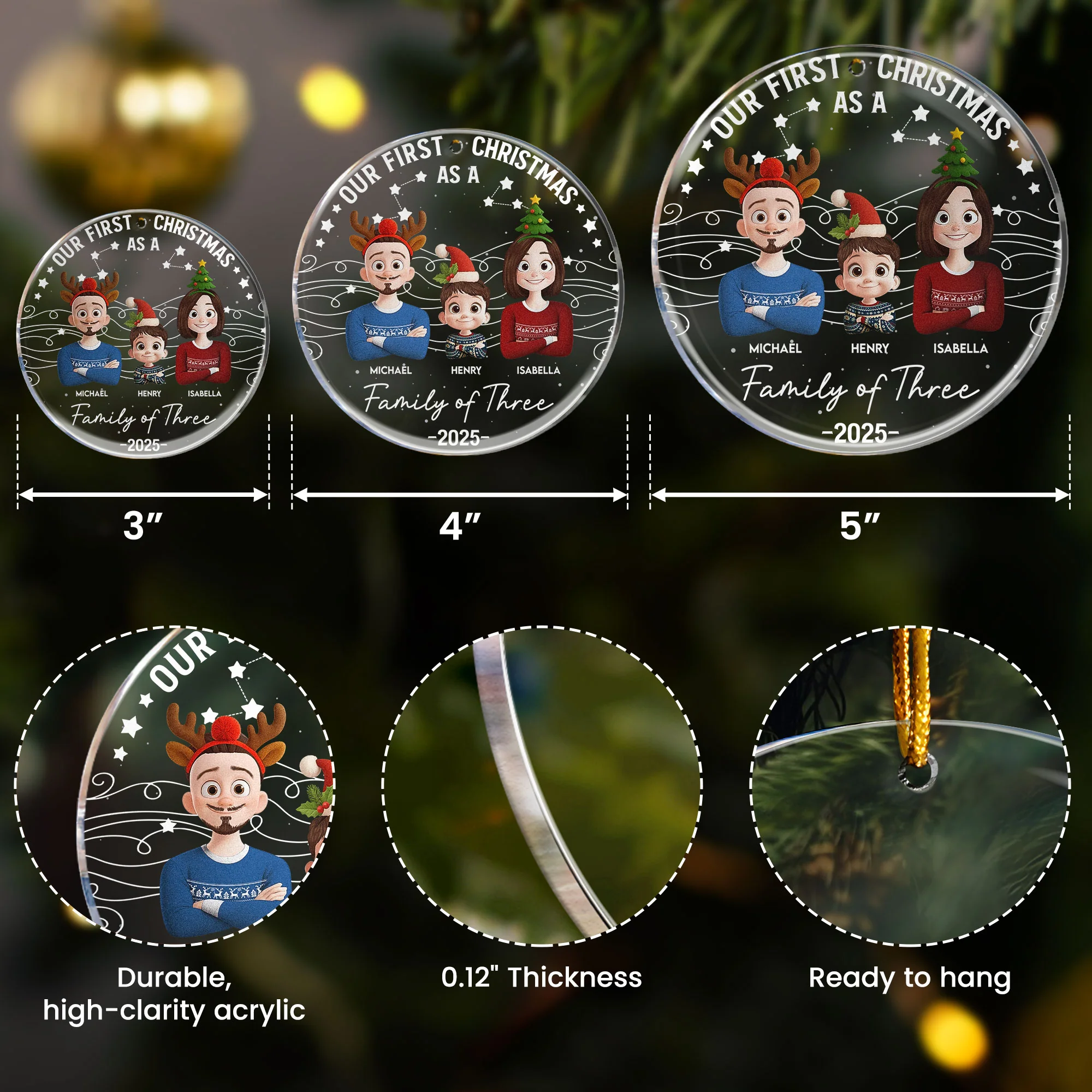 Our First Christmas 2025 - New Version - Personalized Acrylic Ornament - Image 5