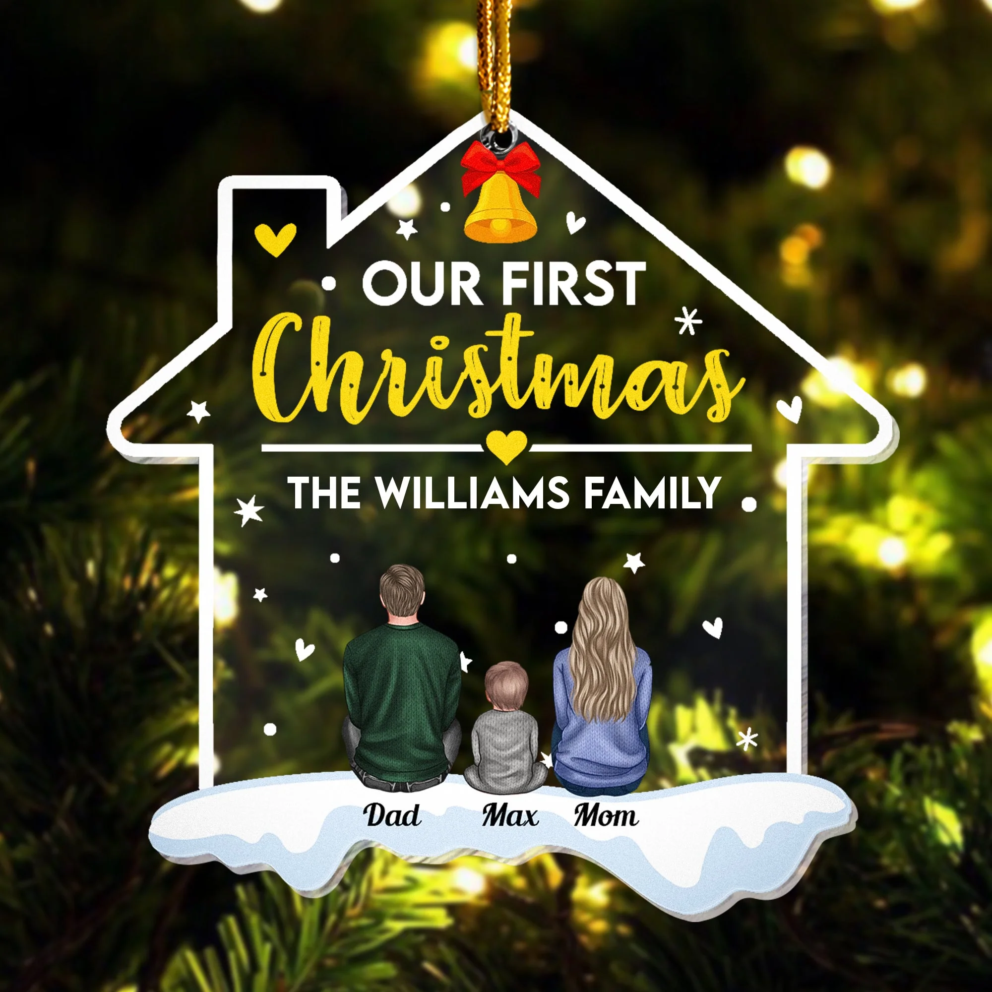 Our First Christmas - Personalized Custom Shaped Acrylic Ornament - Image 3