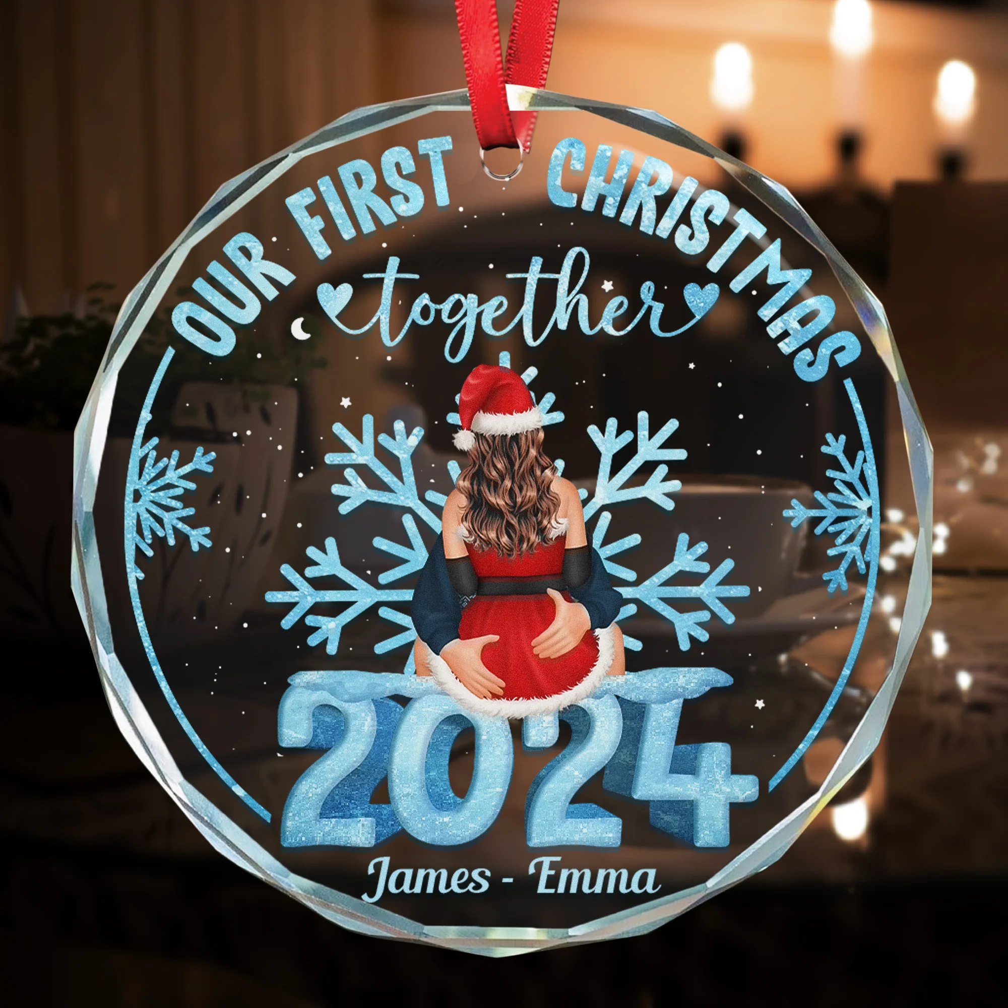 Our First Christmas Together - Personalized Glass Ornament - Image 4