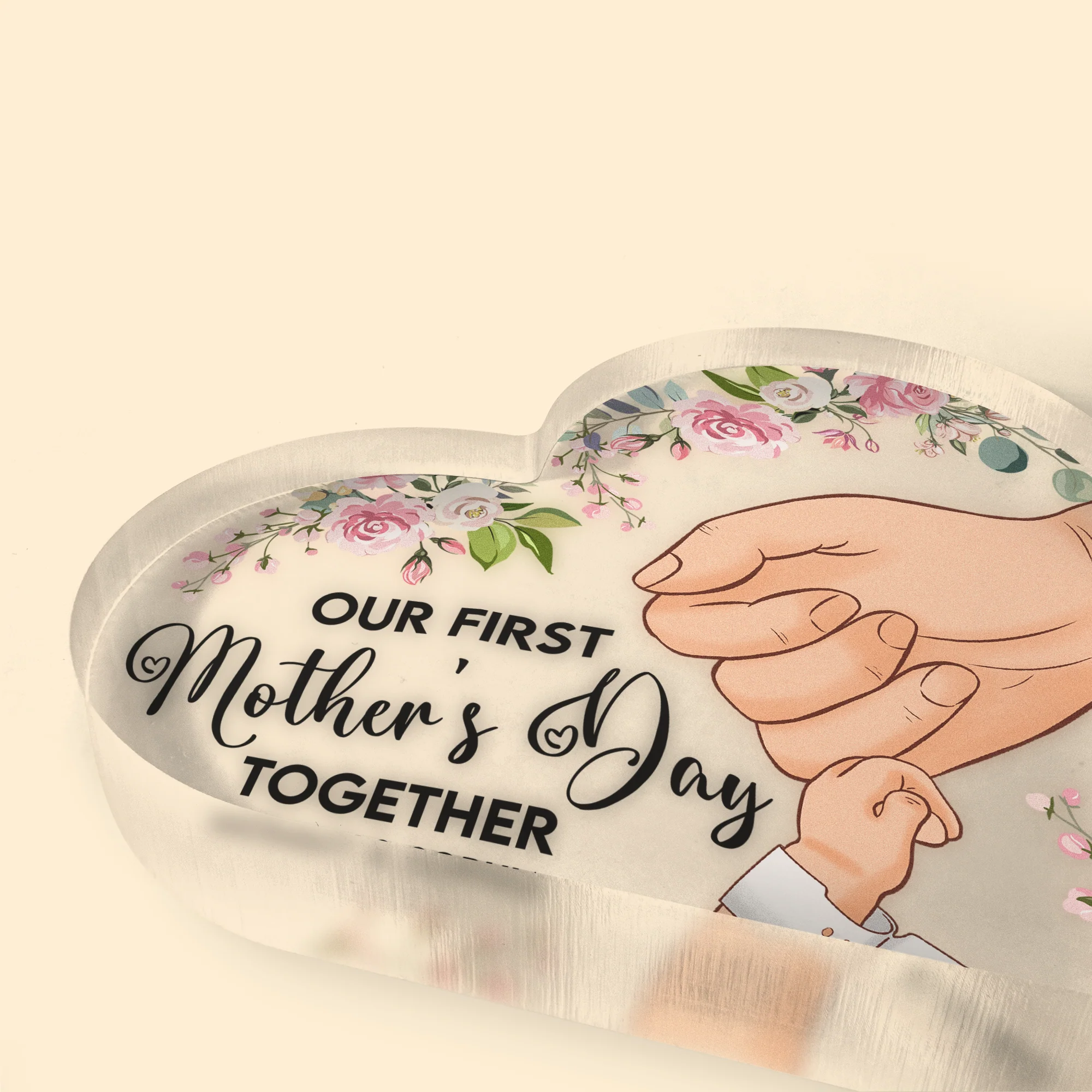 Our First Mother's Day Together - Personalized Heart Shaped Acrylic Plaque - Image 3