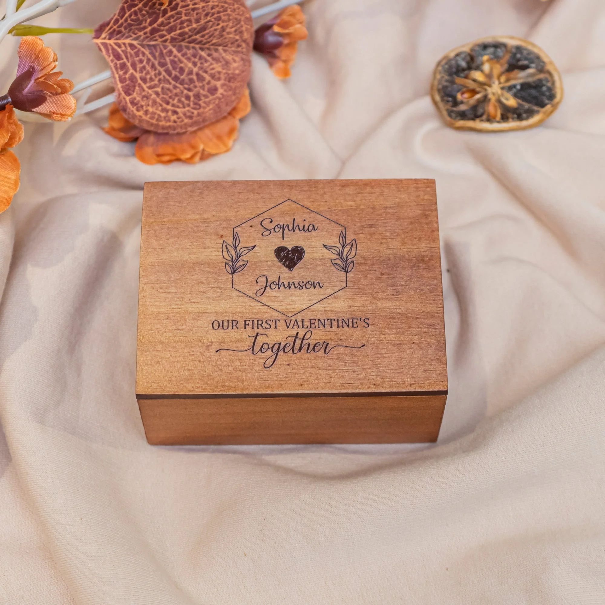 Our First Valentine's Together - Personalized Wooden Photo Box - Image 6