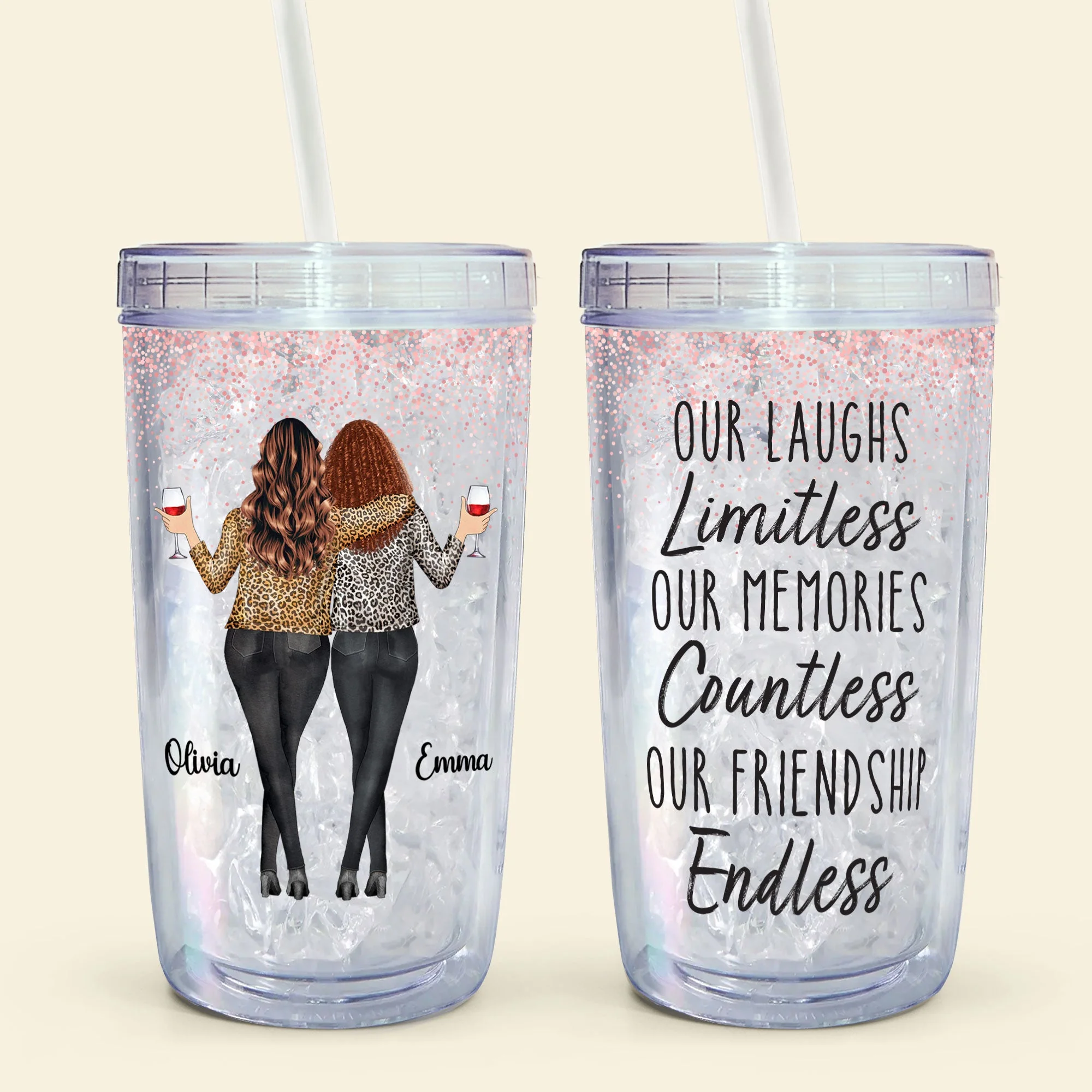Our Friendship Endless - Personalized Acrylic Tumbler With Straw - Image 6