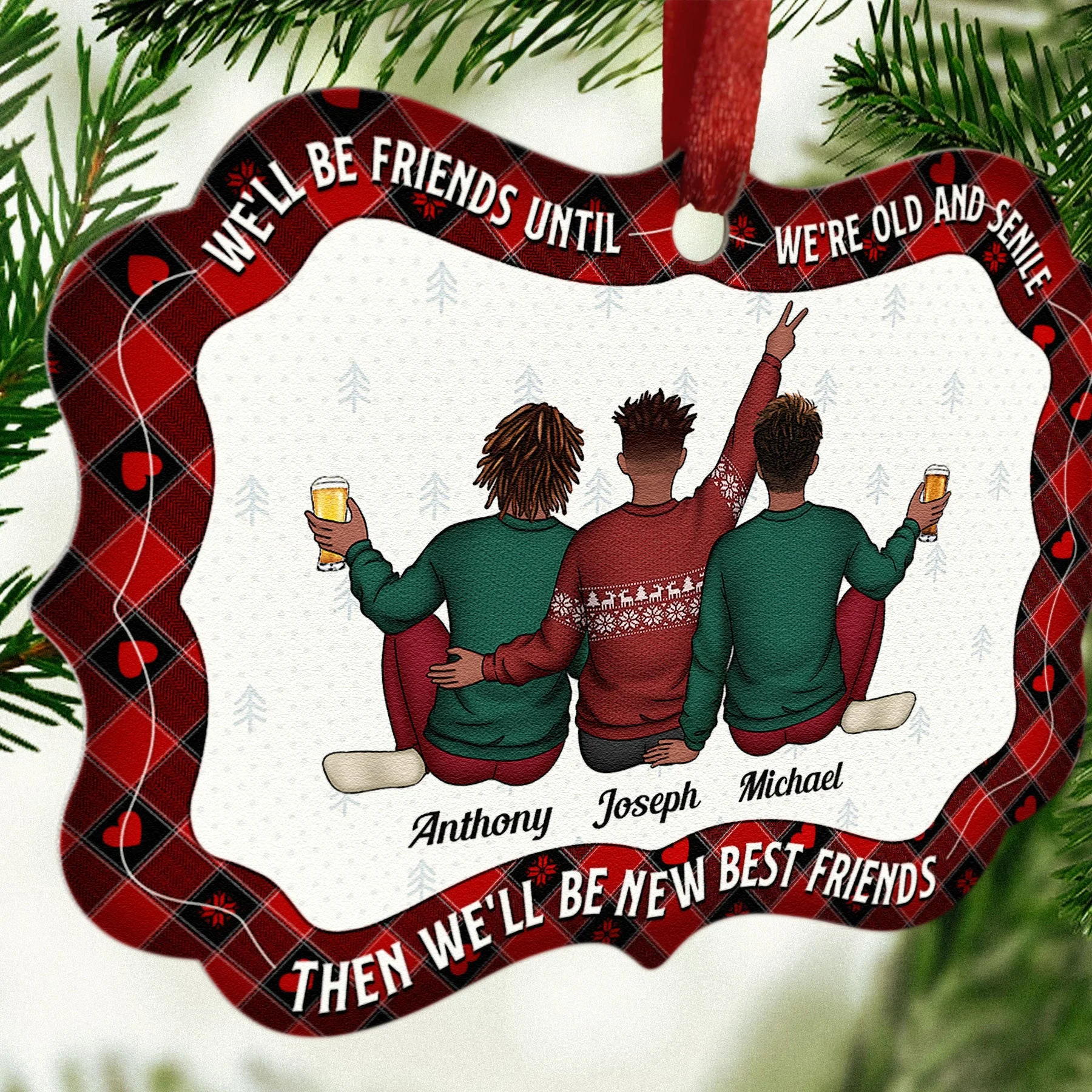 Our Friendship Is Endless - Personalized Aluminum Ornament - Image 3