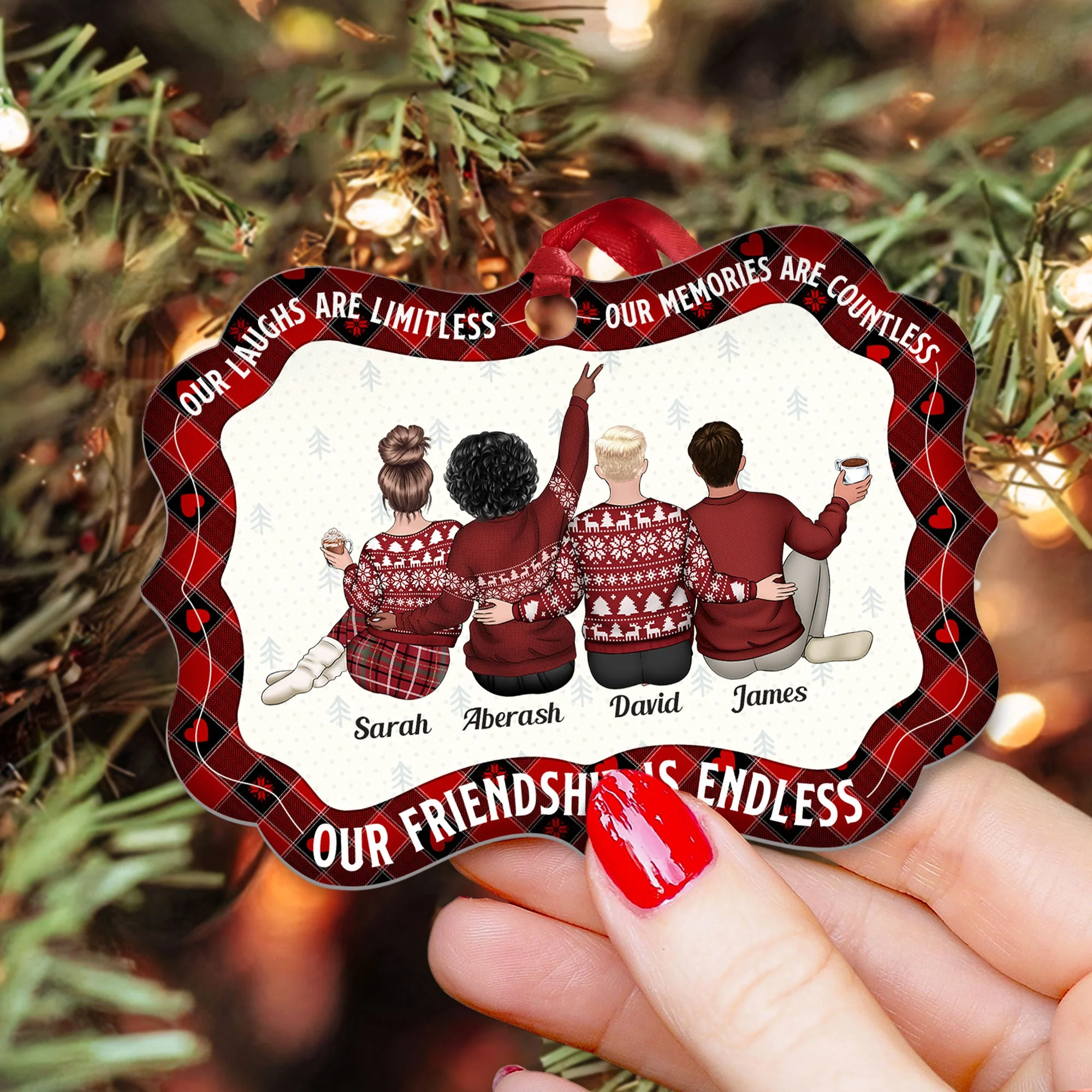 Our Friendship Is Endless - Personalized Aluminum Ornament - Image 4