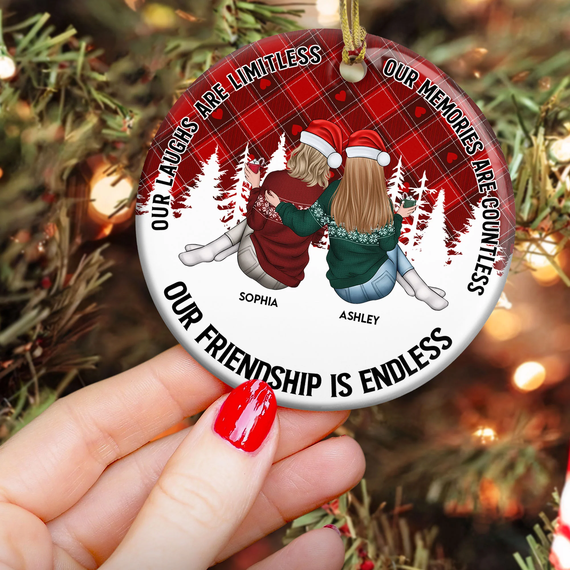 Our Friendship Is Endless - Personalized Ceramic Ornament - Image 3