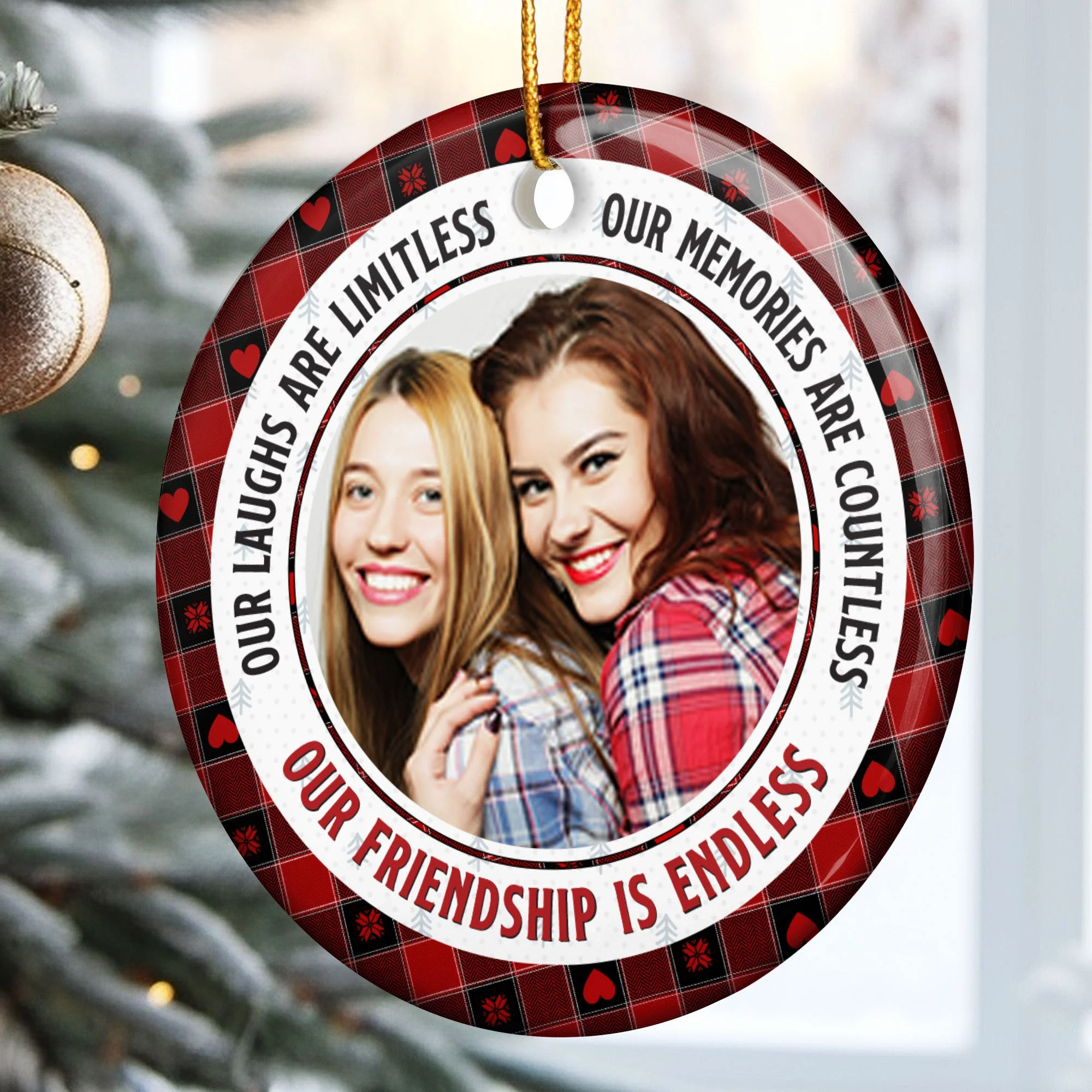 Our Friendship Is Endless Ver 2 - Personalized Ceramic Photo Ornament - Image 3