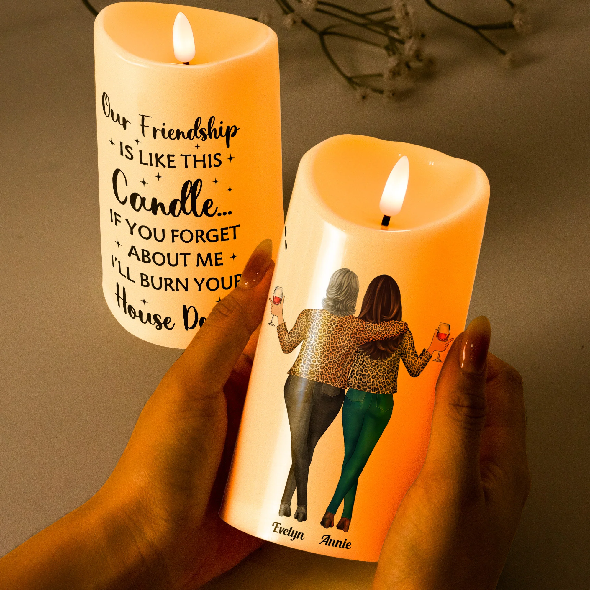 Our Friendship Is Like This Candle - Personalized LED Candle - Image 3
