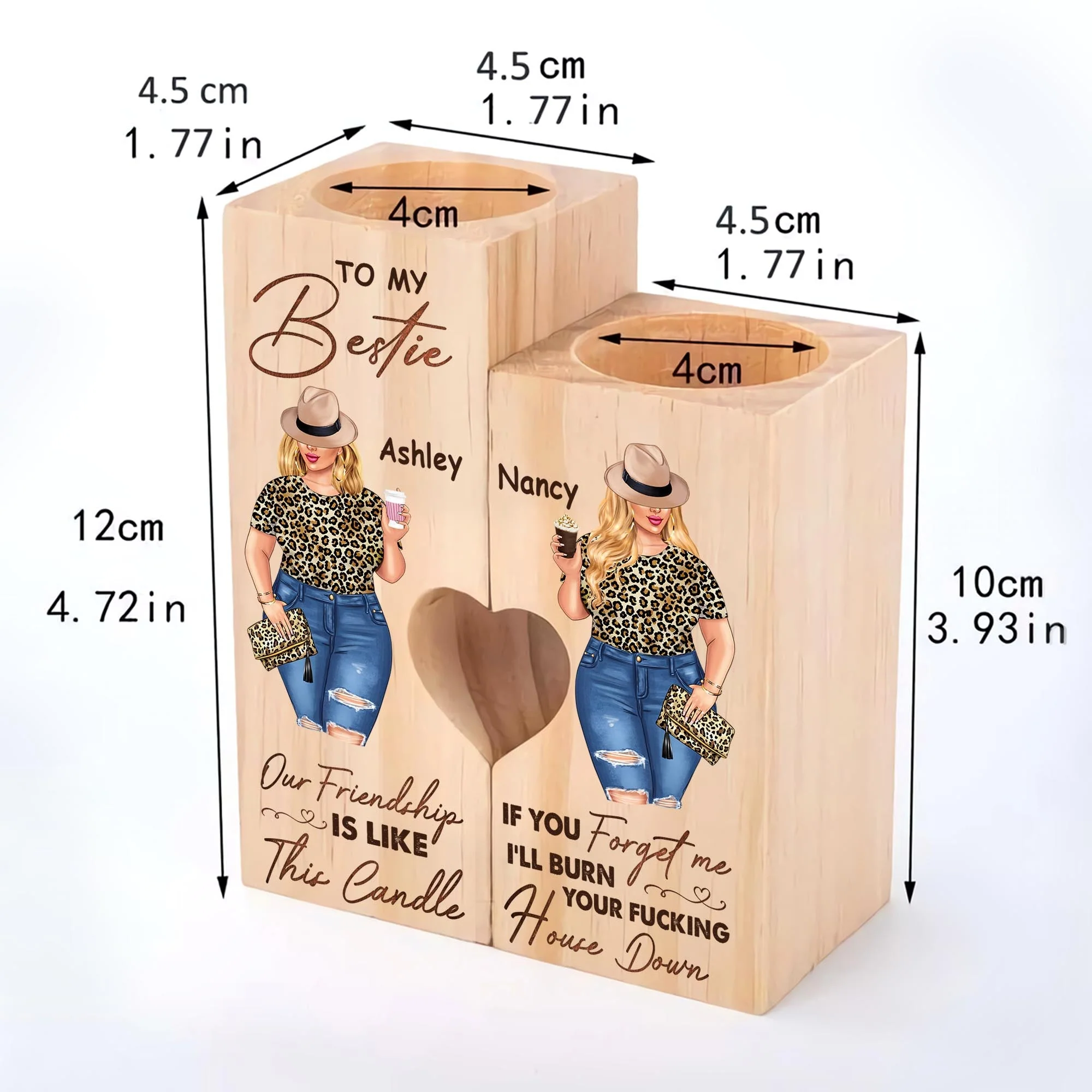 Our Friendship Is Like This Candle - Personalized Wood Candle Holder - Birthday Gift For Besties, Soul Sisters, Sistas, Bff, Friends - Image 3