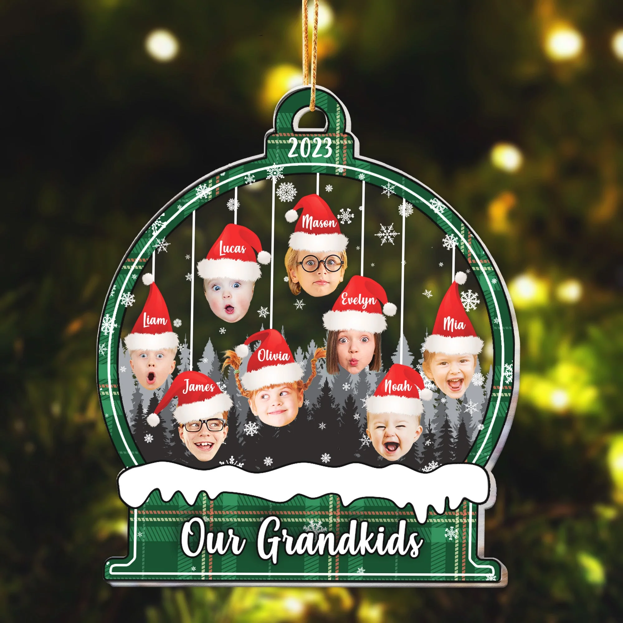 Our Grandkids Funny Face - Personalized Acrylic Photo Ornament - Image 2