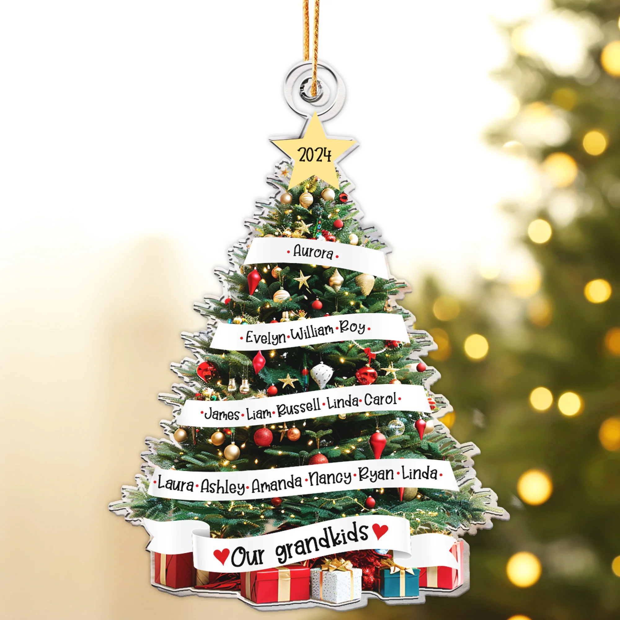 Our Grandkids Names On The Christmas Tree - Personalized Acrylic Ornament - Image 2