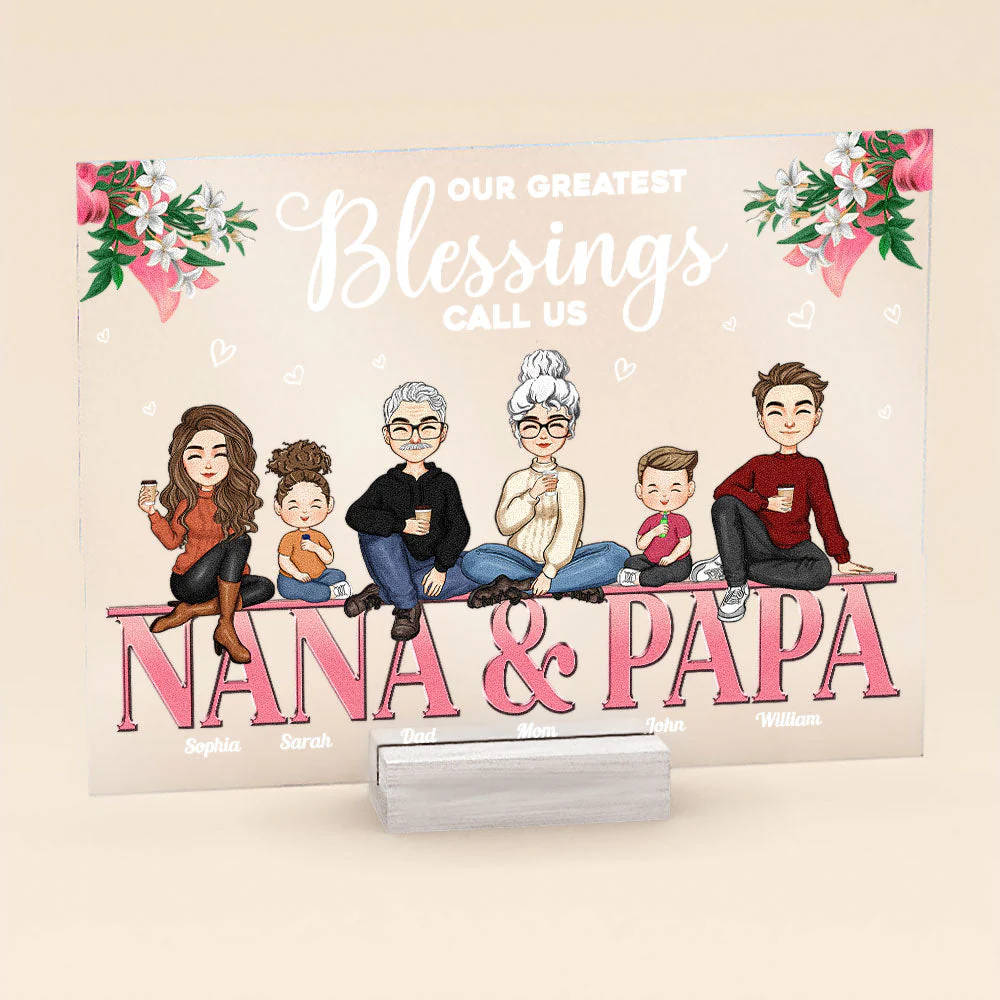 Our Greatest Blessings Call Us Nana & Papa - Personalized Acrylic Plaque - Image 2