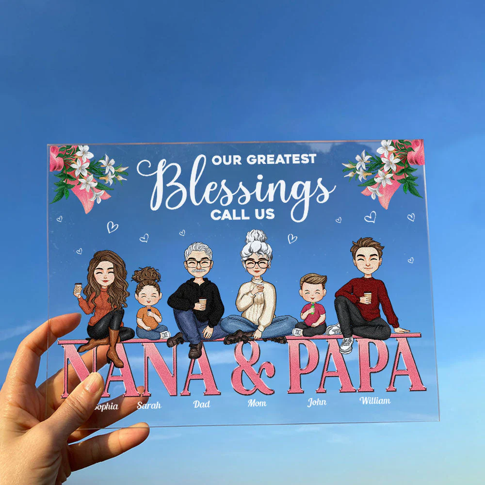 Our Greatest Blessings Call Us Nana & Papa - Personalized Acrylic Plaque - Image 3