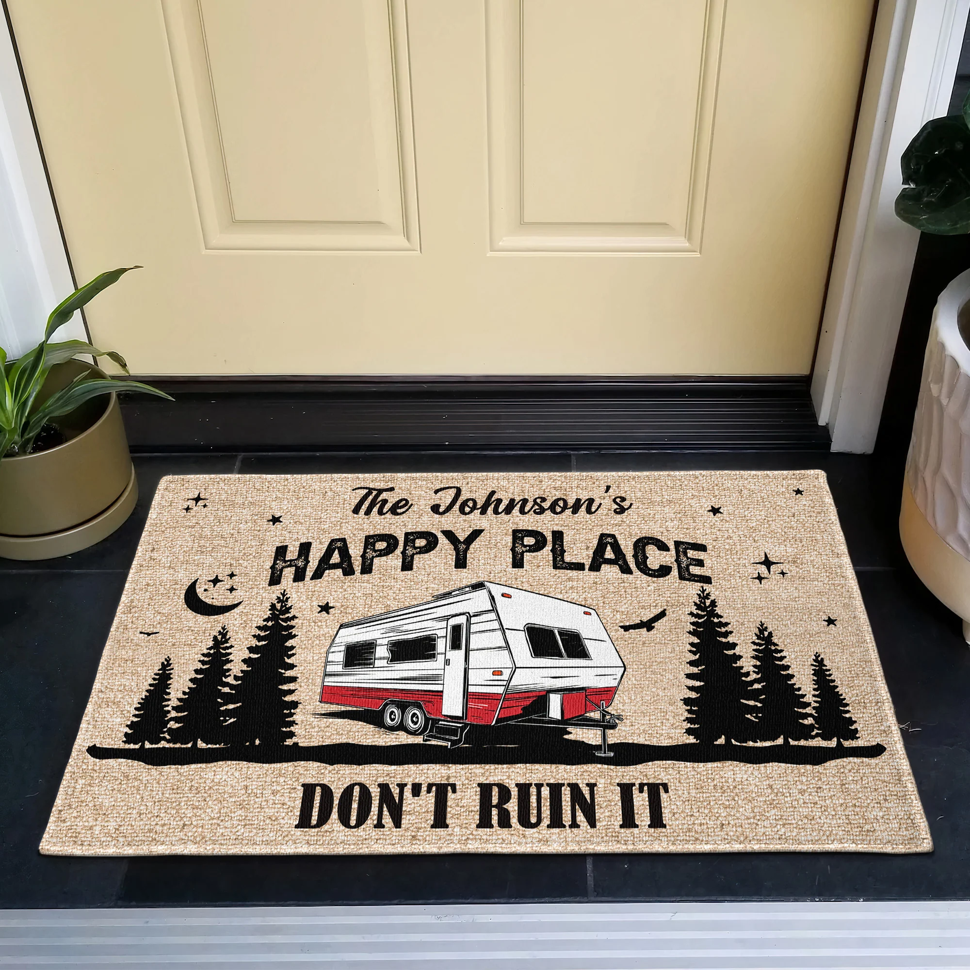 Our Happy Place, Don't Ruin It - Personalized Doormat - Image 3