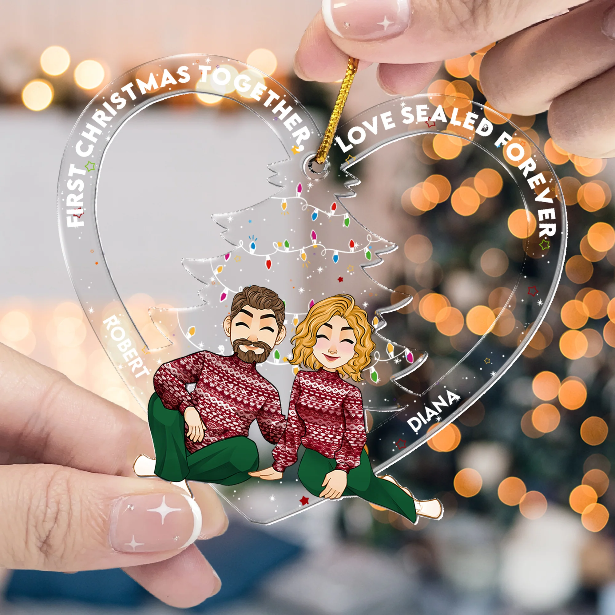 Our Hearts Become One - Personalized Acrylic Ornament - Image 2