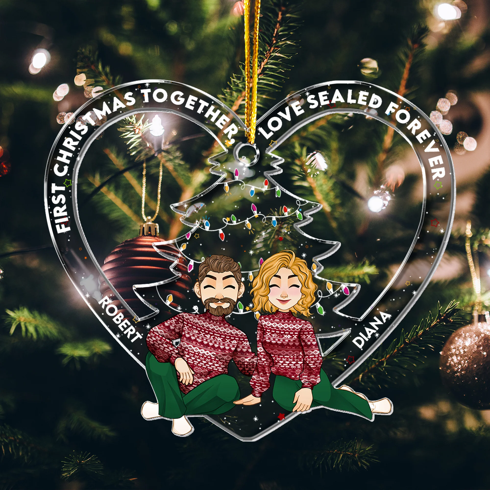 Our Hearts Become One - Personalized Acrylic Ornament - Image 5
