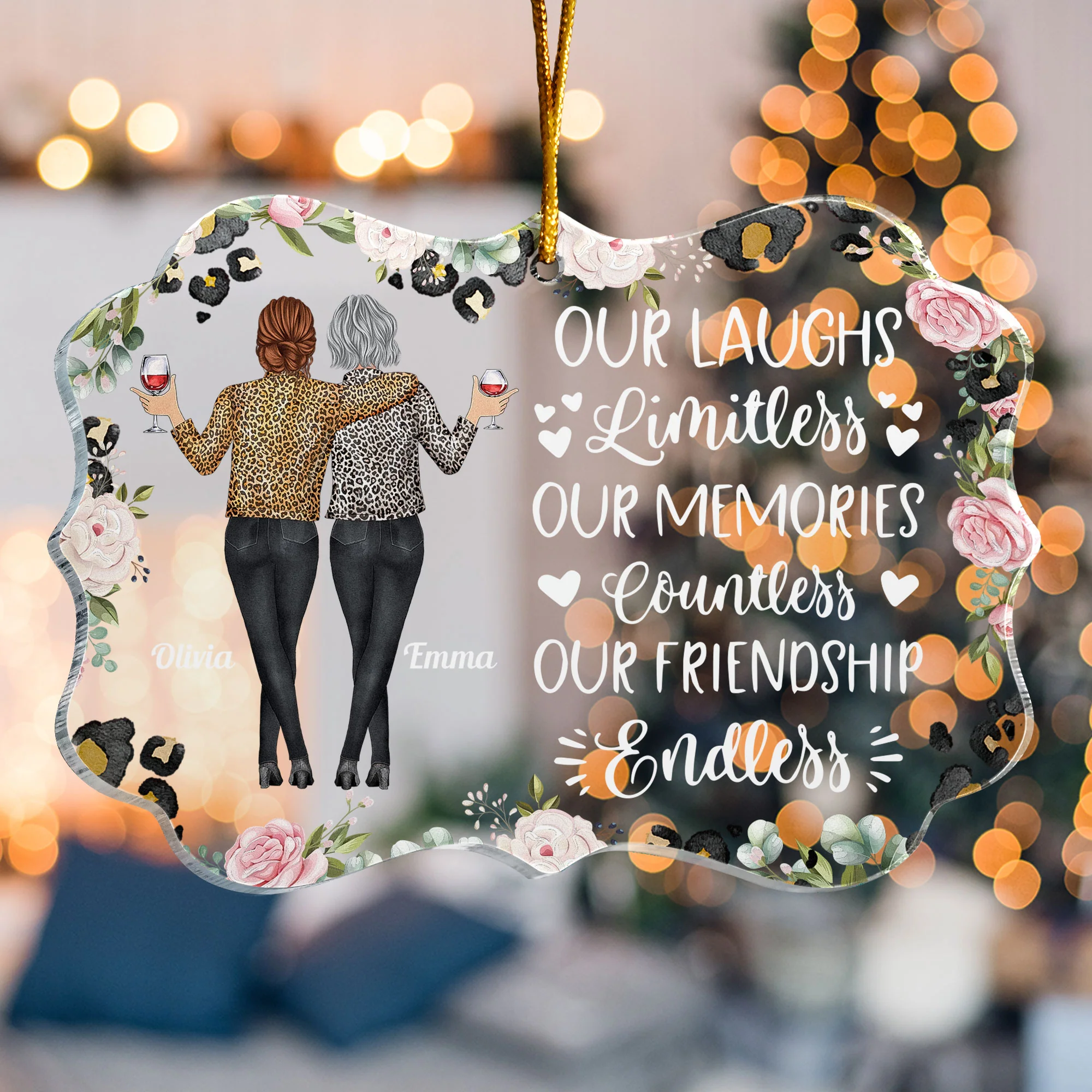 Our Laughs Are Limitless Our Friendship Is Endless - Personalized Acrylic Ornament - Image 2
