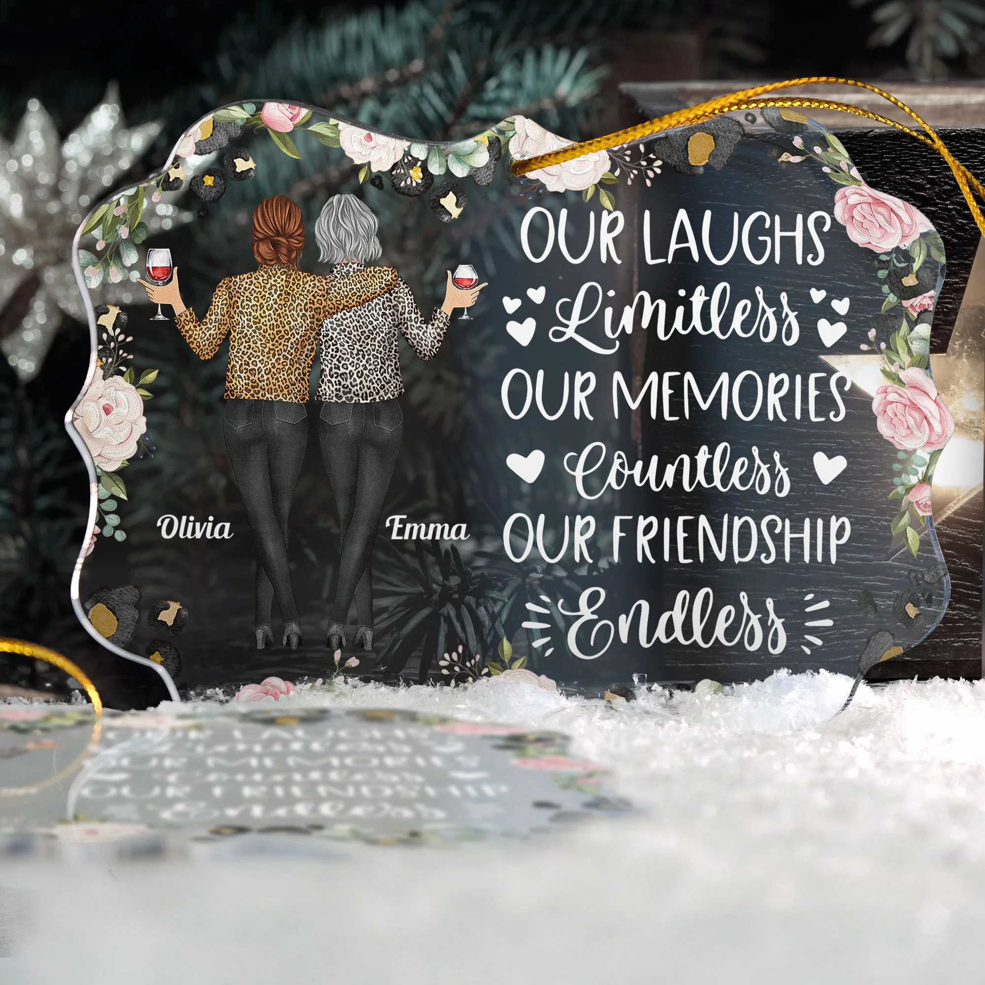 Our Laughs Are Limitless Our Friendship Is Endless - Personalized Acrylic Ornament - Image 4