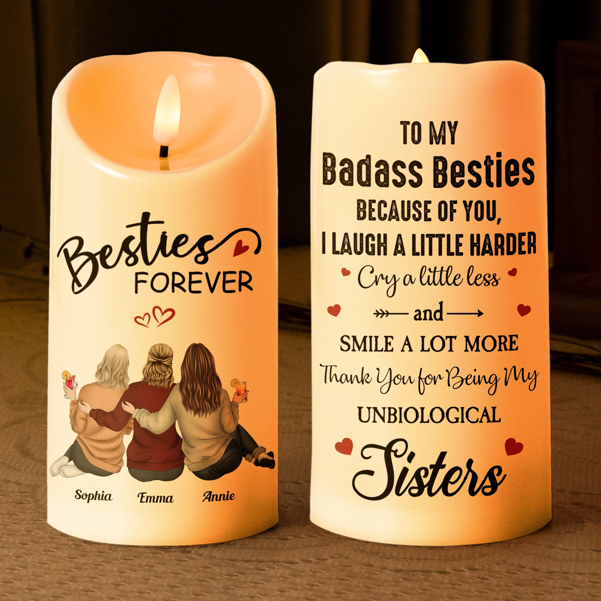 Our Laughs Are Limitless Our Memories Are Countless - Personalized LED Candle - Image 2