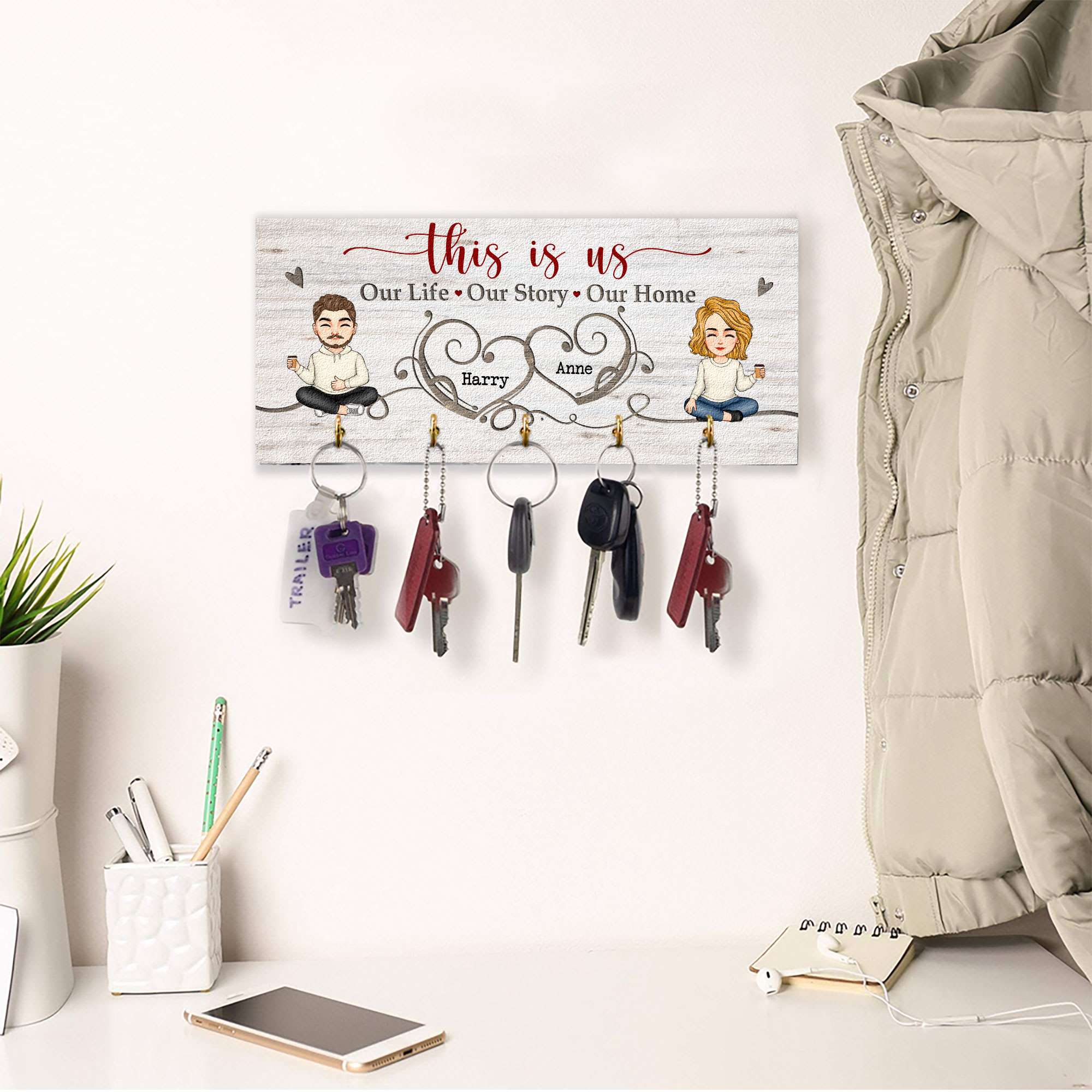 Our Life Our Story Our Home - Personalized Key Hanger - Image 4