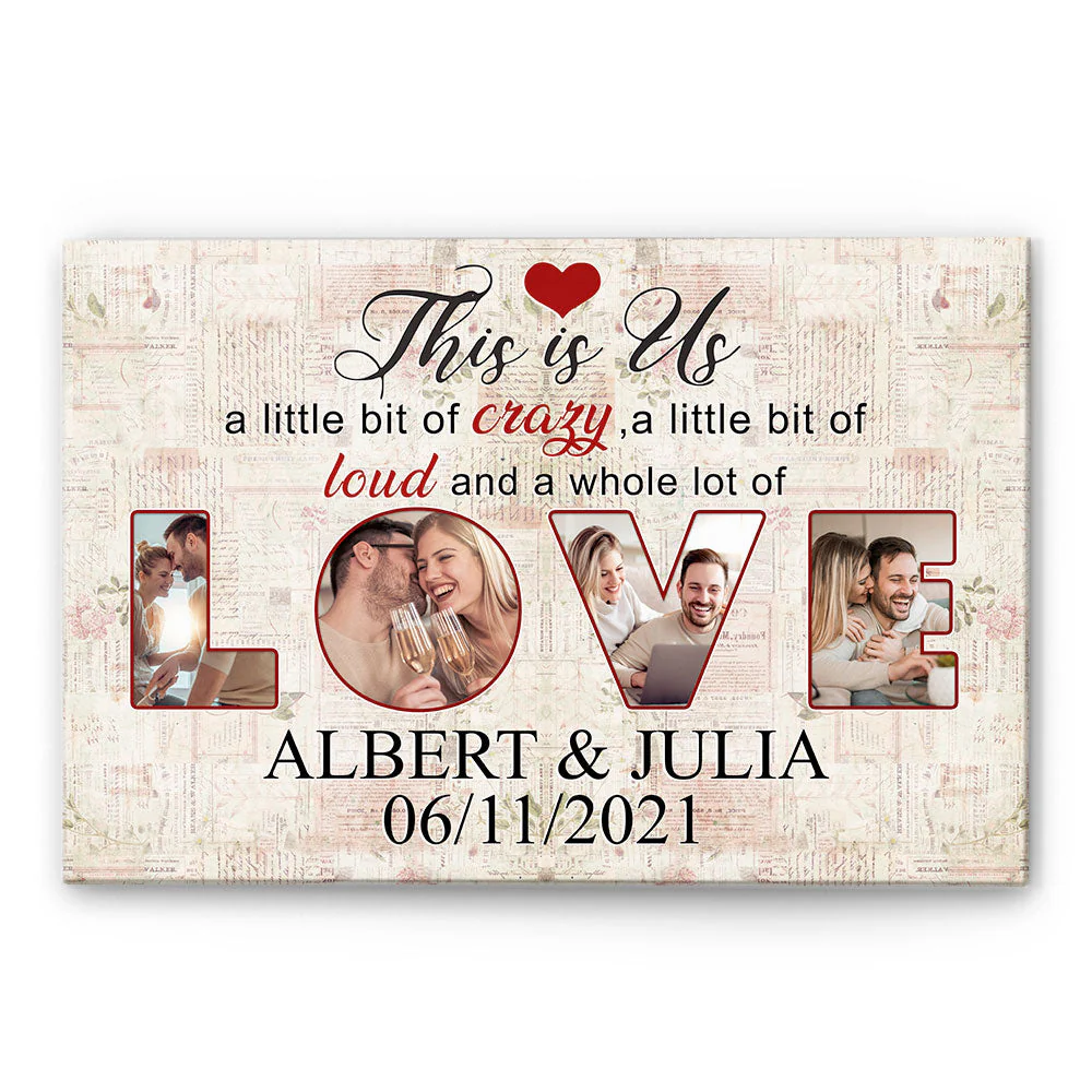 Our Love Photo Collage - Personalized Wrapped Canvas - Anniversary, Valentine's Day Gift For Spouse, Husband, Wife, Lovers, Girlfriend, Boyfriend