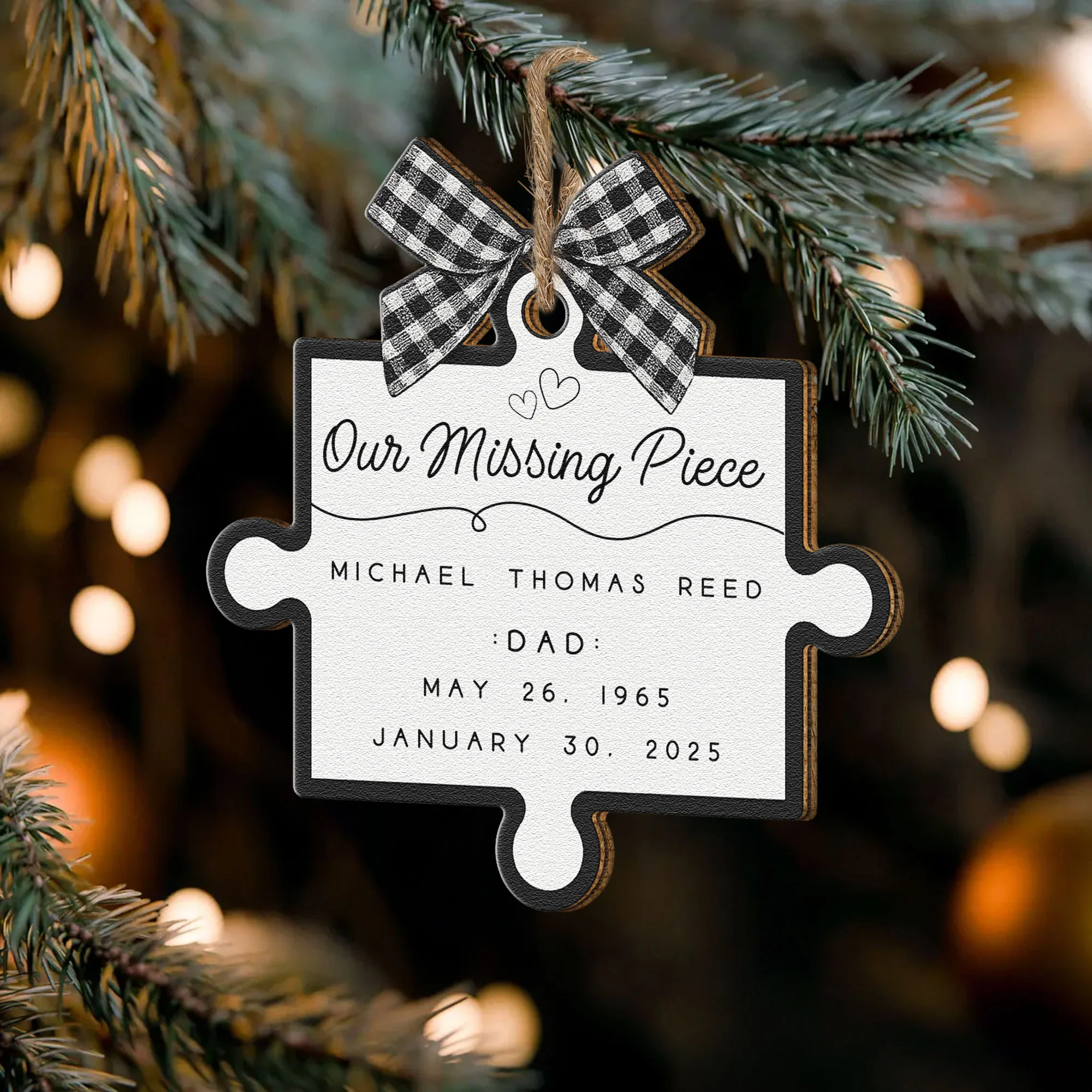 Our Missing Piece - Personalized Wooden Ornament - Image 5